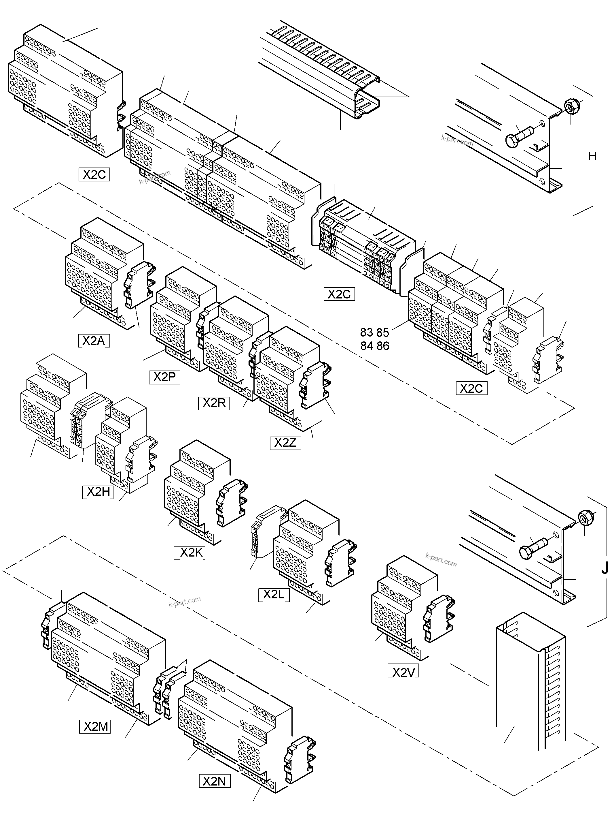 Komatsu parts book diagram for PC5500-6 S/N 15086: SWITCH FRAMING X2