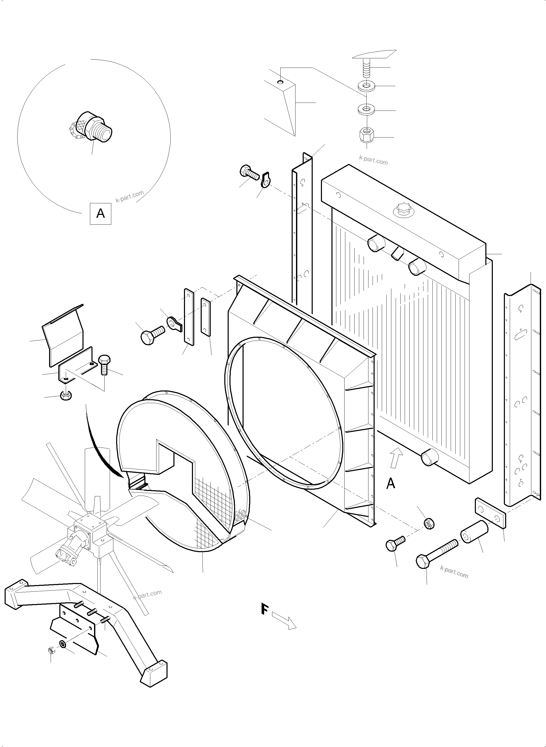 Komatsu parts book diagram for PC5500-6 S/N 15086: RADIATOR - MOUNTING