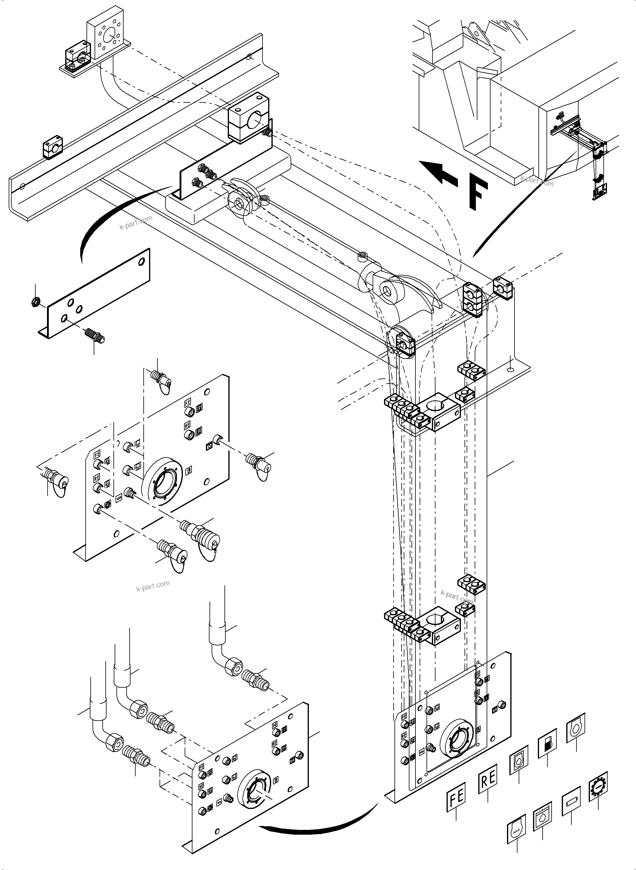 Komatsu parts book diagram for PC5500-6 S/N 15086: REFUELING EQUIPMENT FUEL LINE WIGGINS VR 300