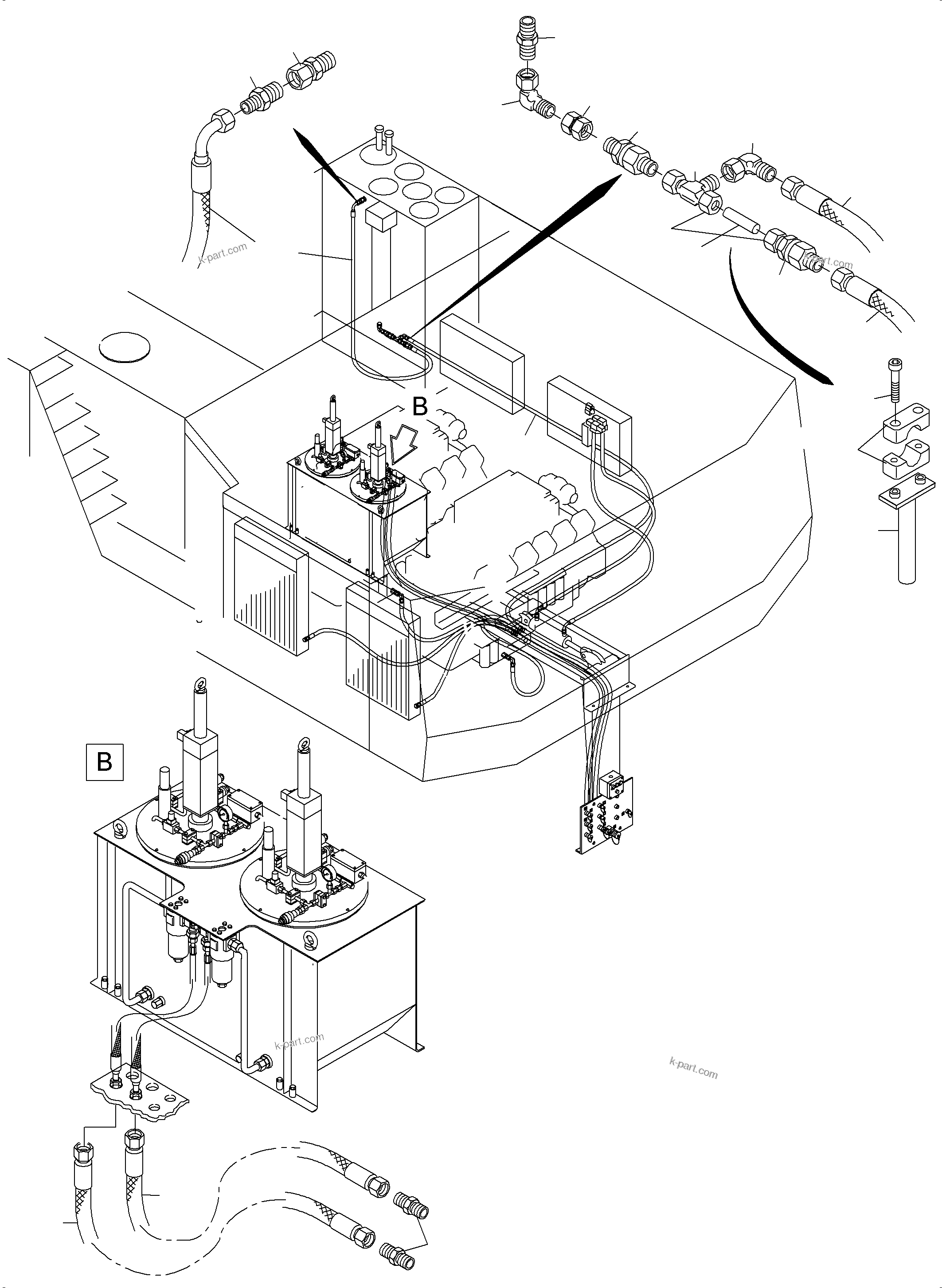 Komatsu parts book diagram for PC5500-6 S/N 15086: REFUELING EQUIPMENT FUEL LINE WIGGINS VR 300