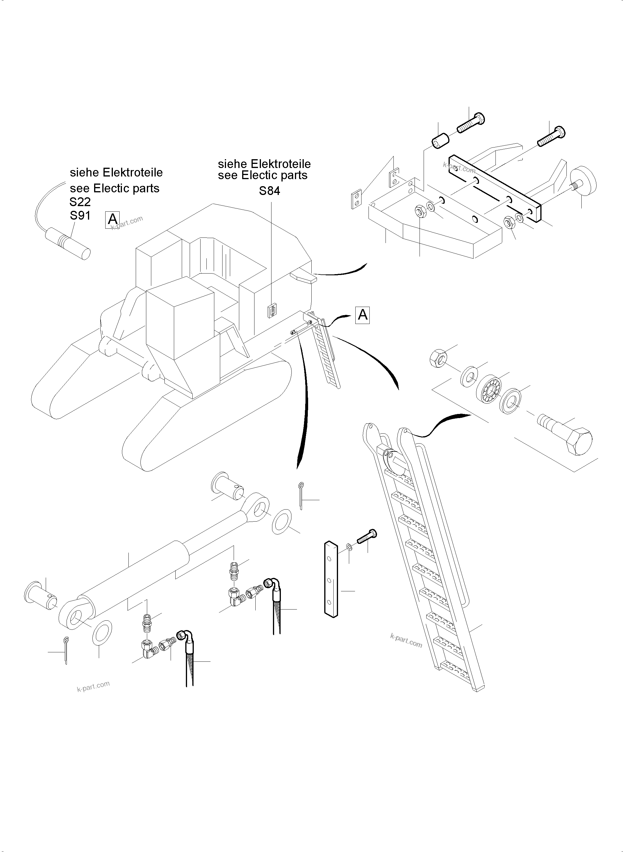 Komatsu parts book diagram for PC5500-6 S/N 15086: LADDER HYDRAULIC