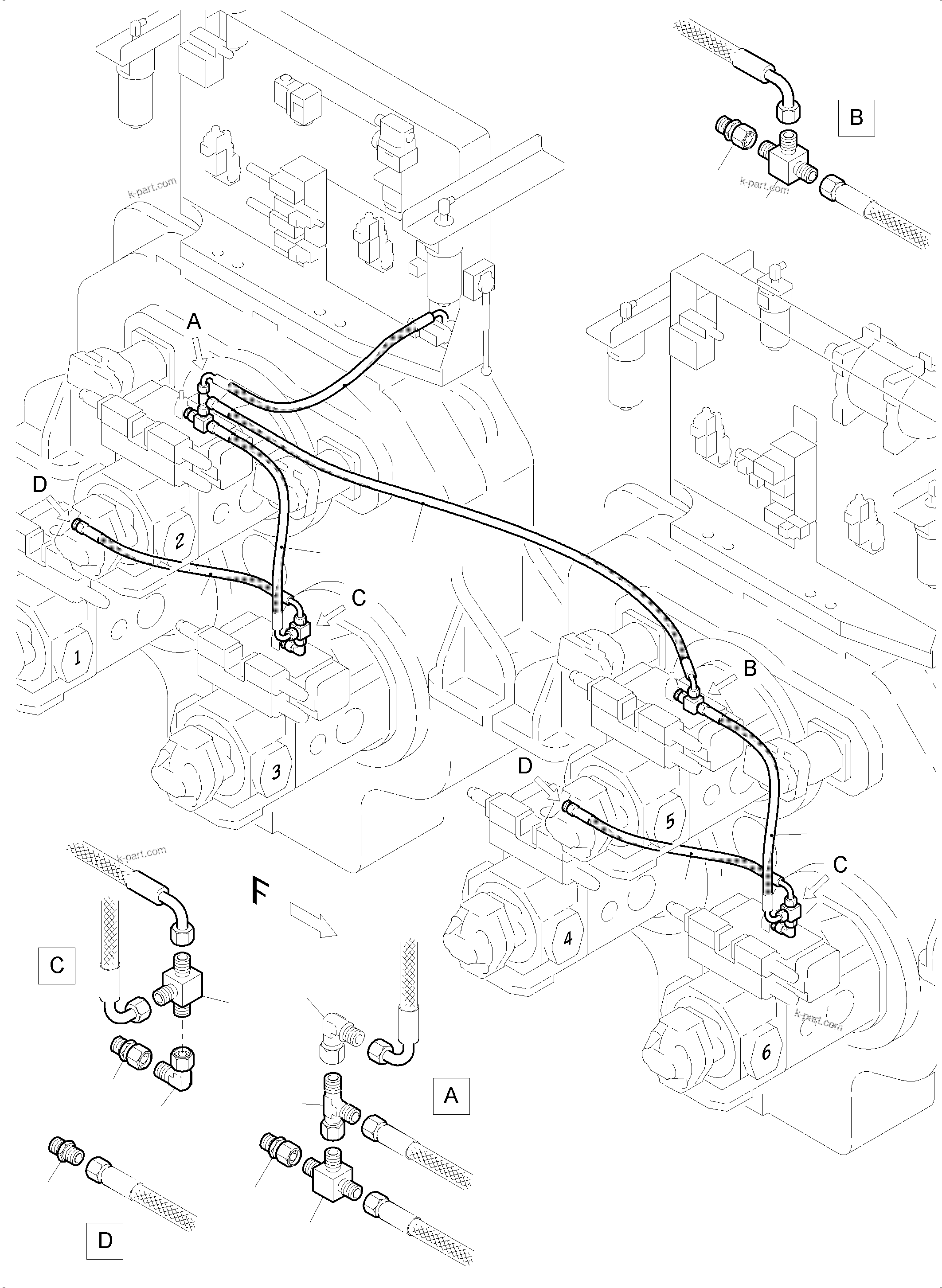 Komatsu parts book diagram for PC5500-6E S/N 15089: MAIN PUMP CONTROL