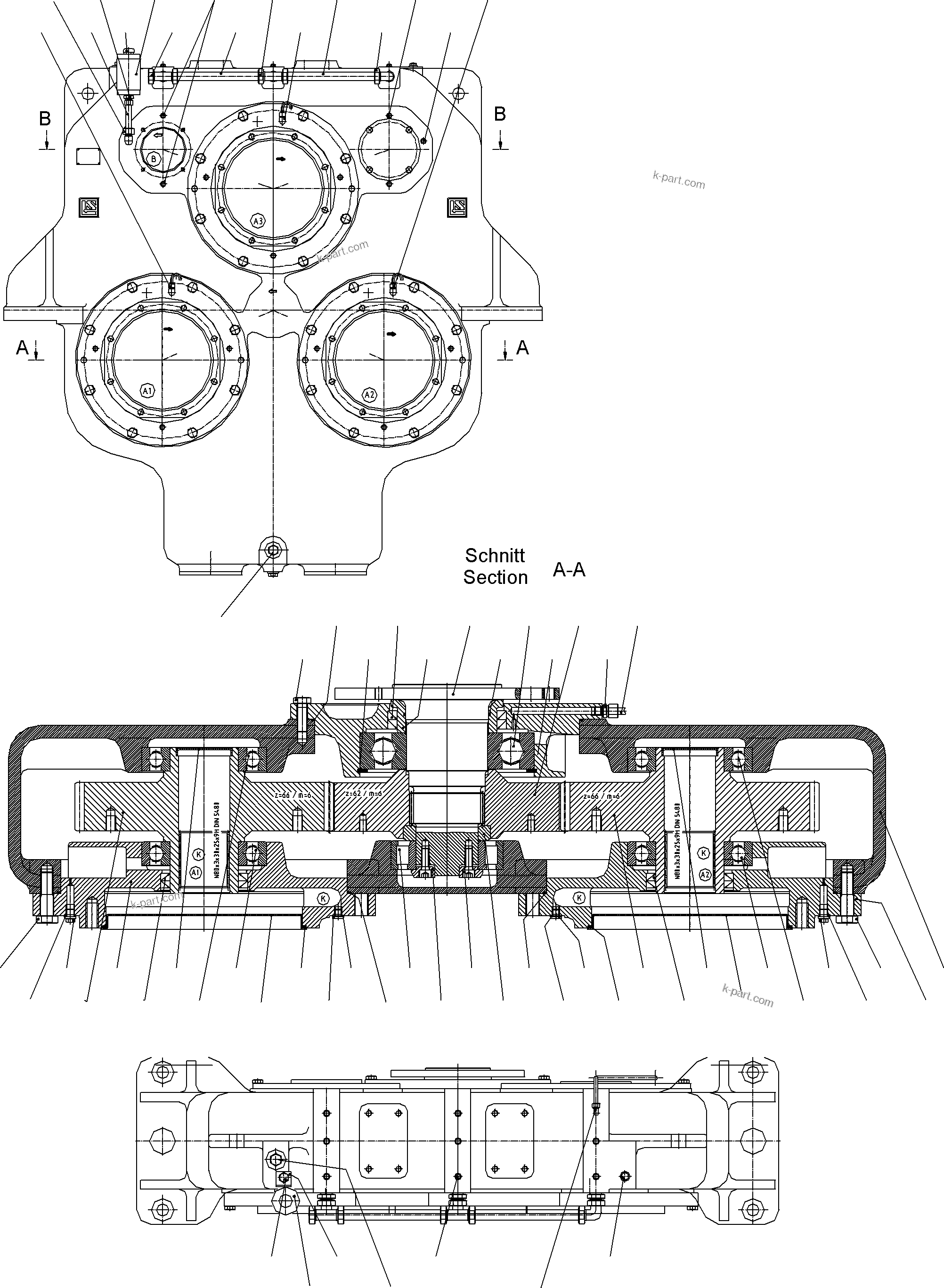 Komatsu parts book diagram for PC5500-6E S/N 15089: PUMP DISTRIBUTOR GEAR, 50HZ