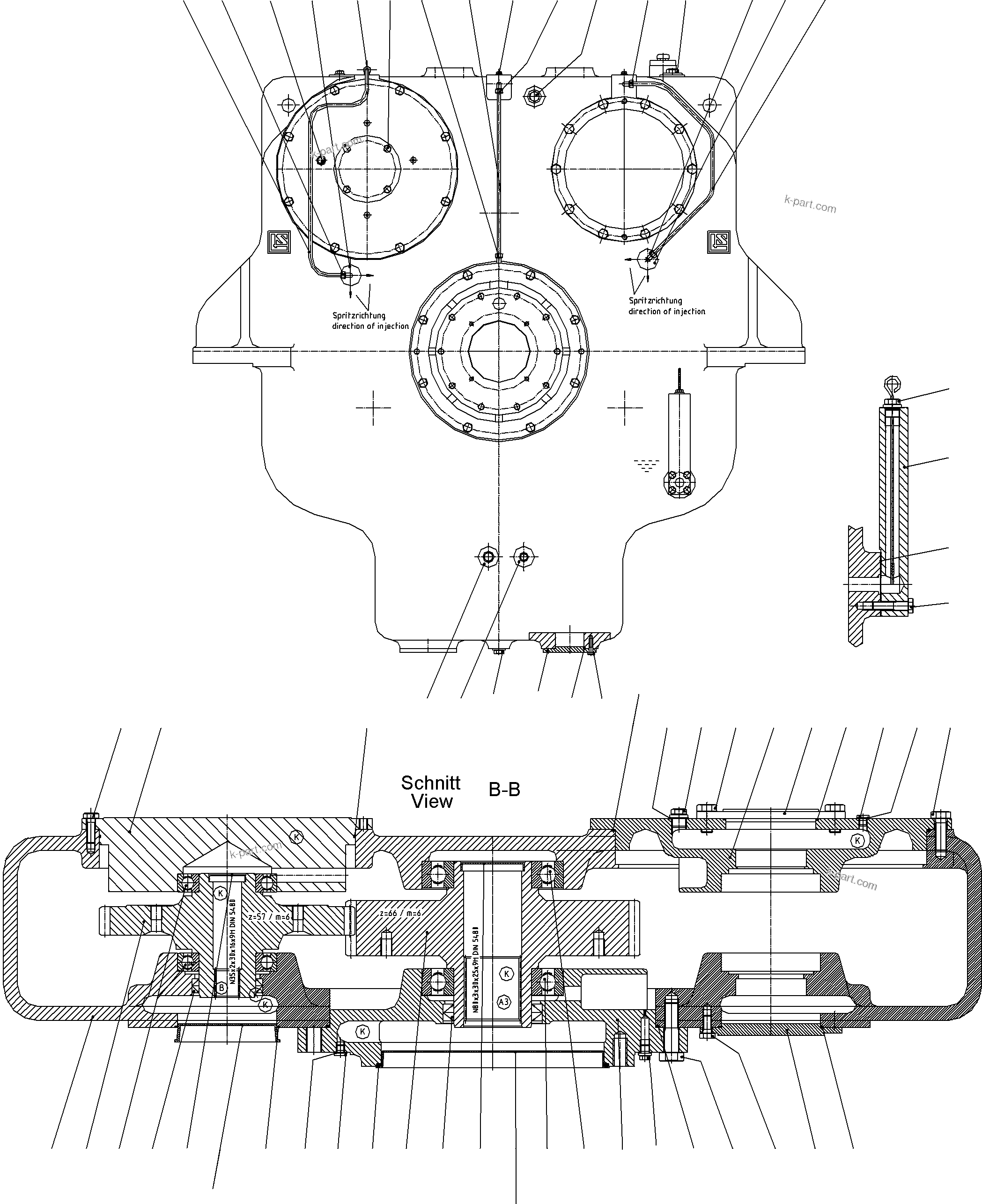 Komatsu parts book diagram for PC5500-6E S/N 15089: PUMP DISTRIBUTOR GEAR, 50HZ