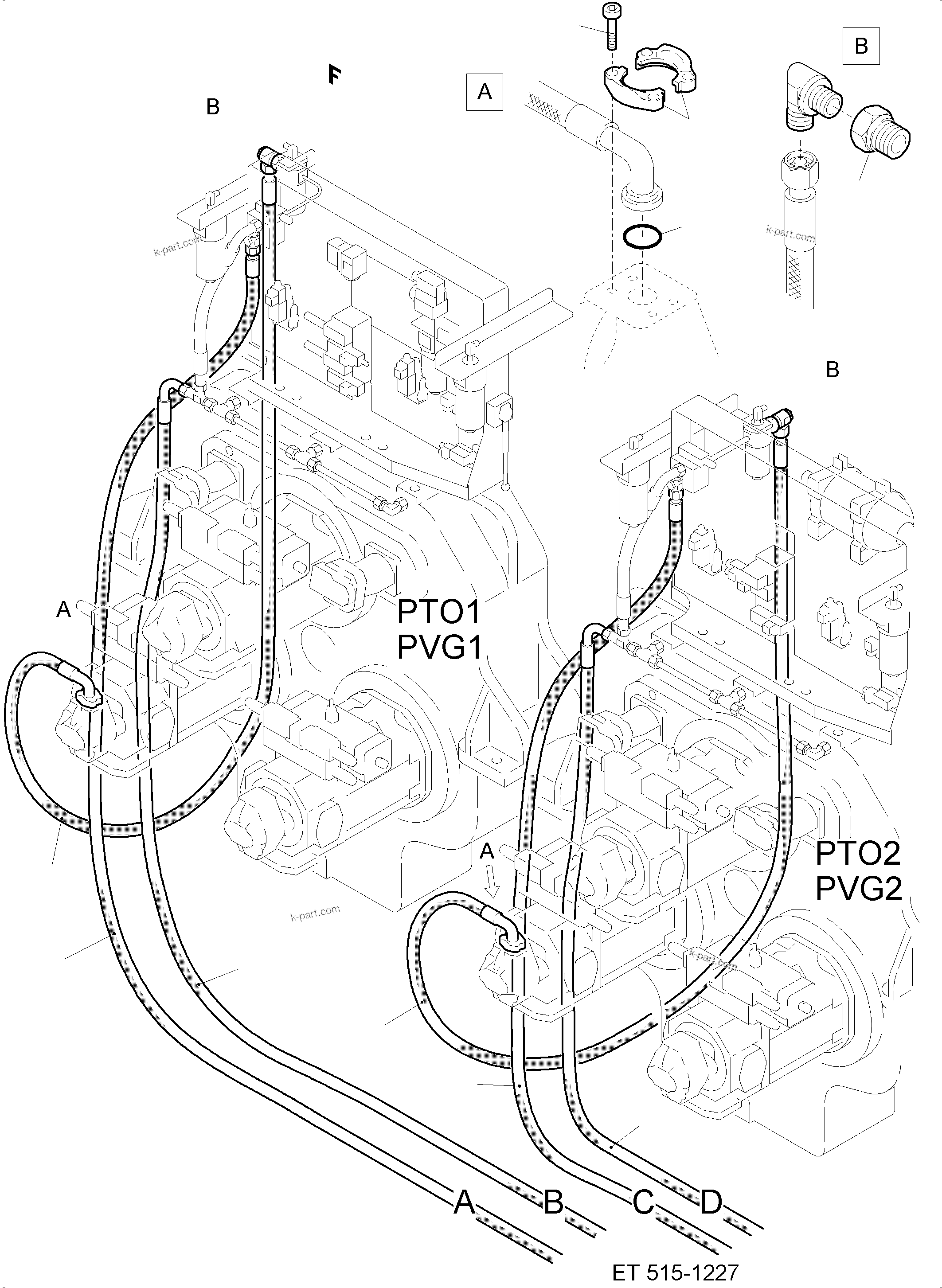 Komatsu parts book diagram for PC5500-6E S/N 15089: COOLING - DISTRIBUTOR GEAR (PUMP)