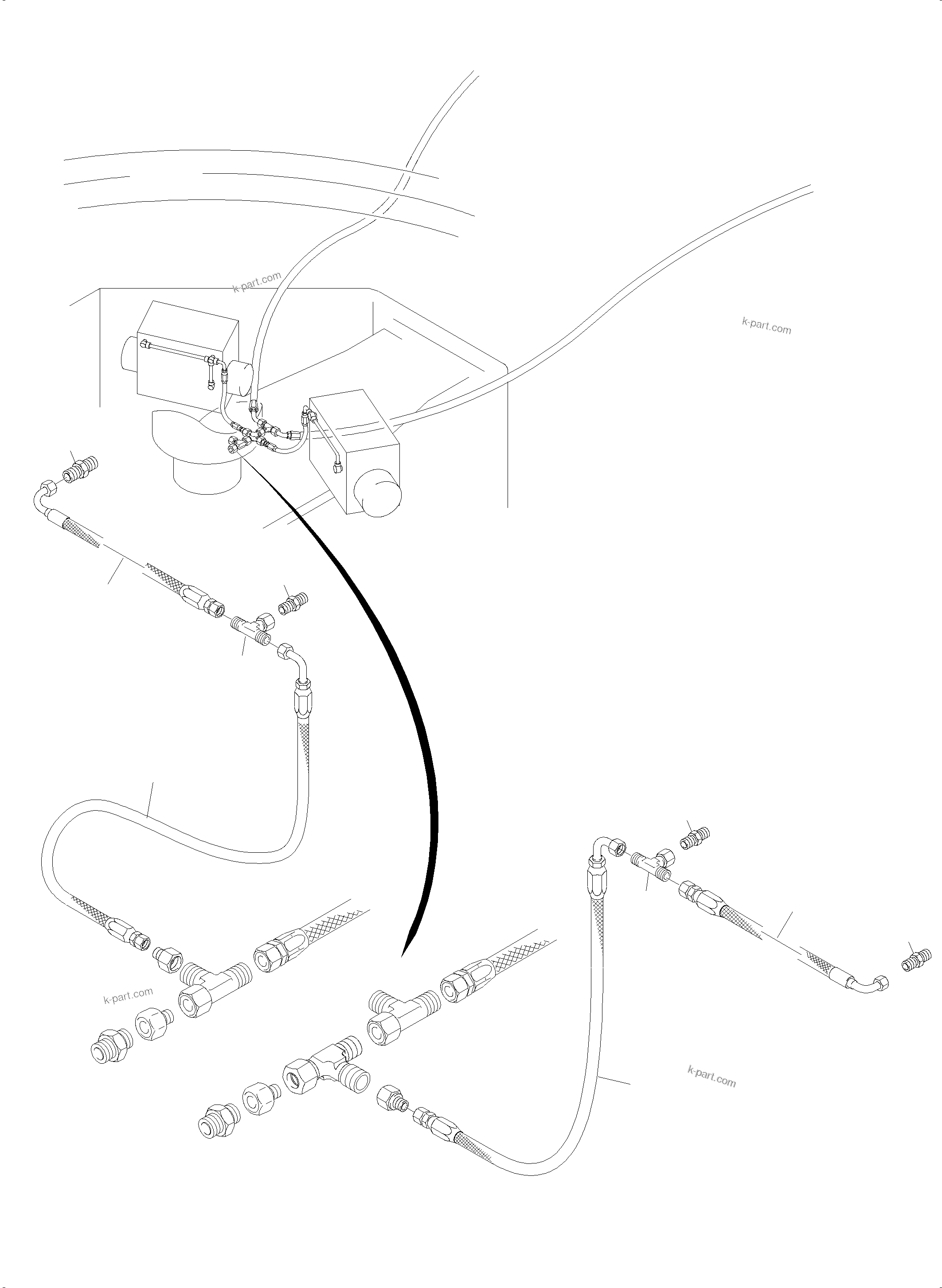 Komatsu parts book diagram for PC5500-6E S/N 15089: DRIVE MOTOR - LEAKAGELINES