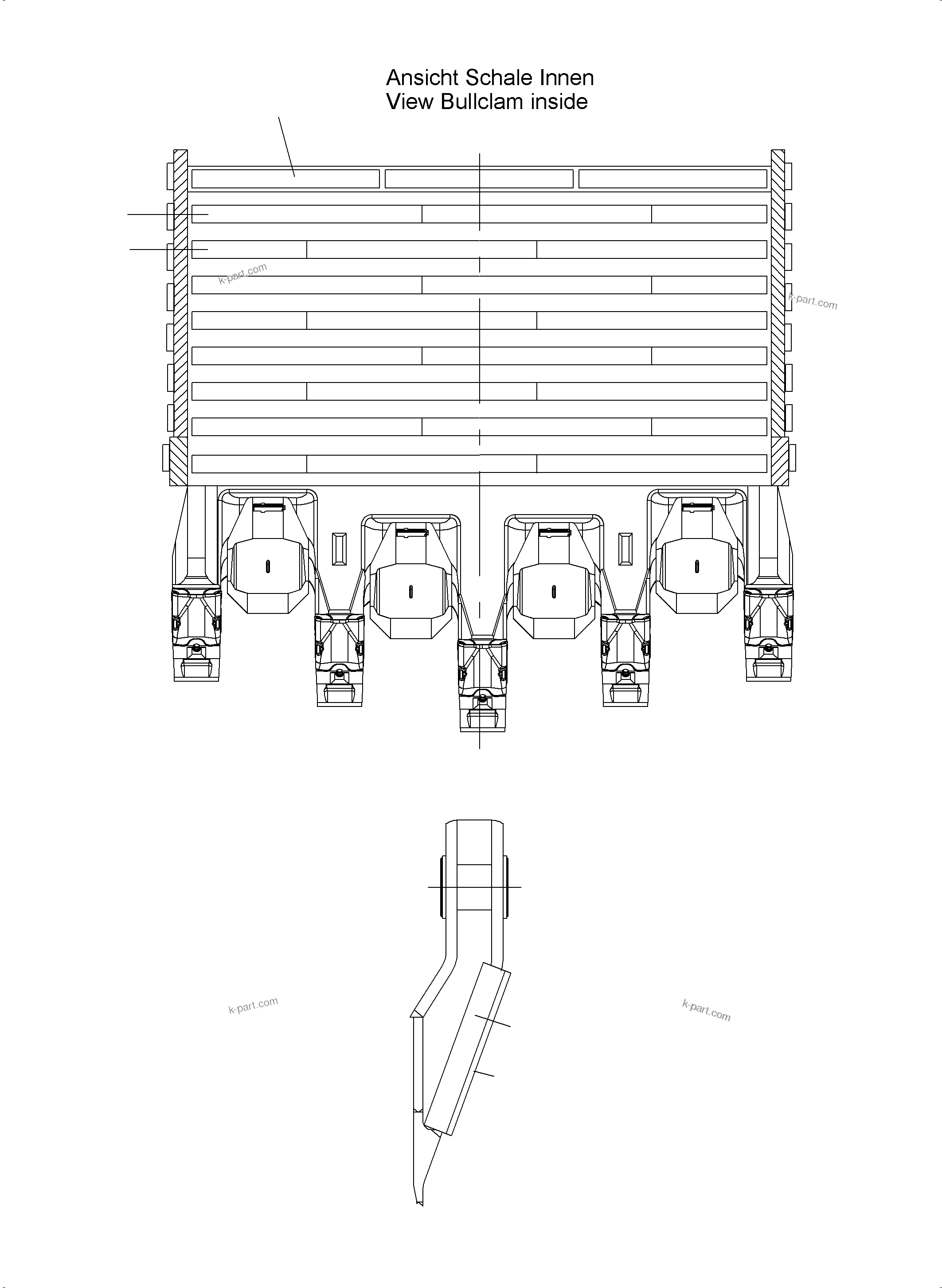 Komatsu parts book diagram for PC5500-6E S/N 15089: VERSCHLEISSPAKET RьCKWAND UND SCHALE 26 CBM WP4