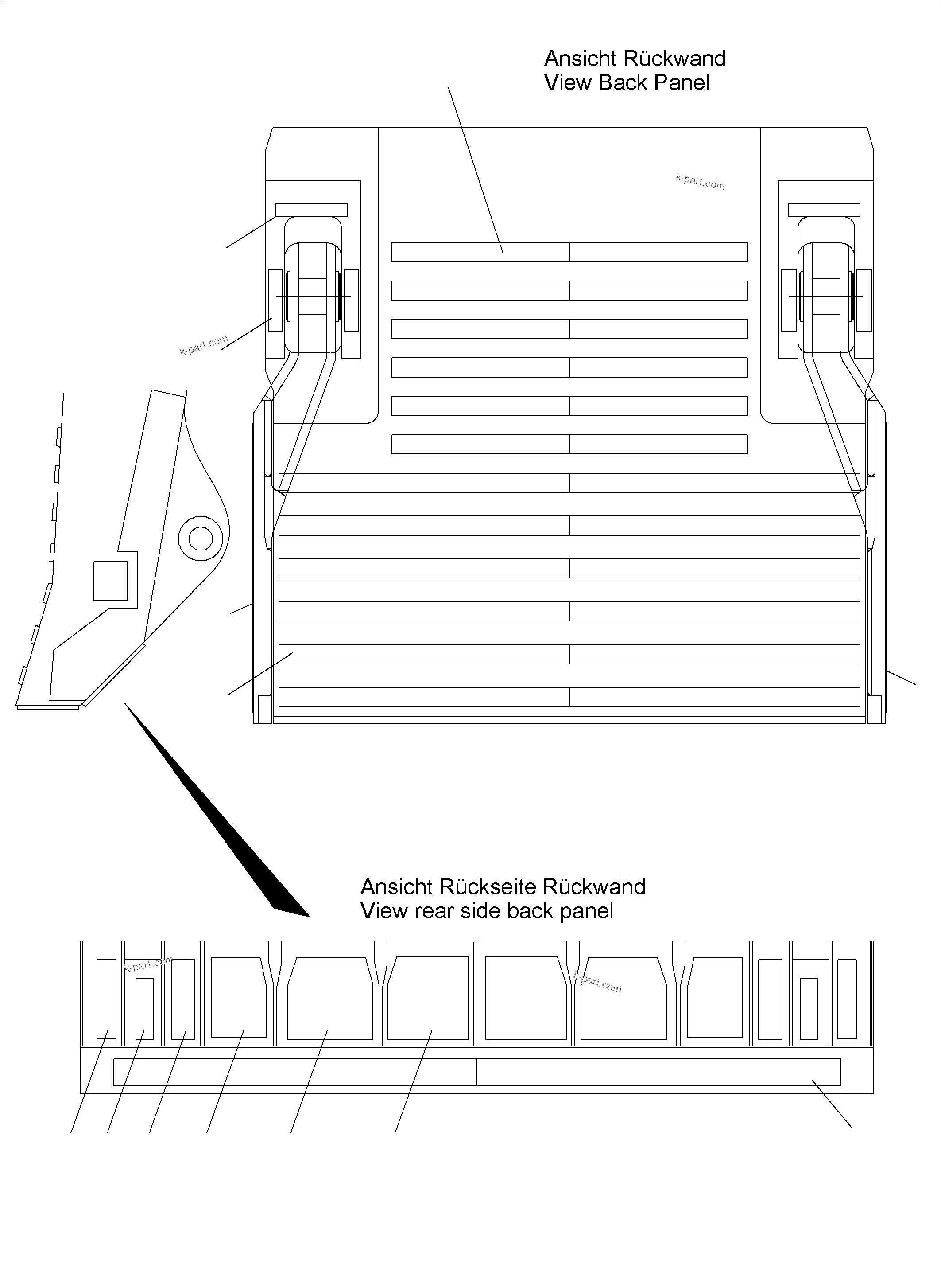 Komatsu parts book diagram for PC5500-6E S/N 15089: VERSCHLEISSPAKET RьCKWAND UND SCHALE 26 CBM WP4