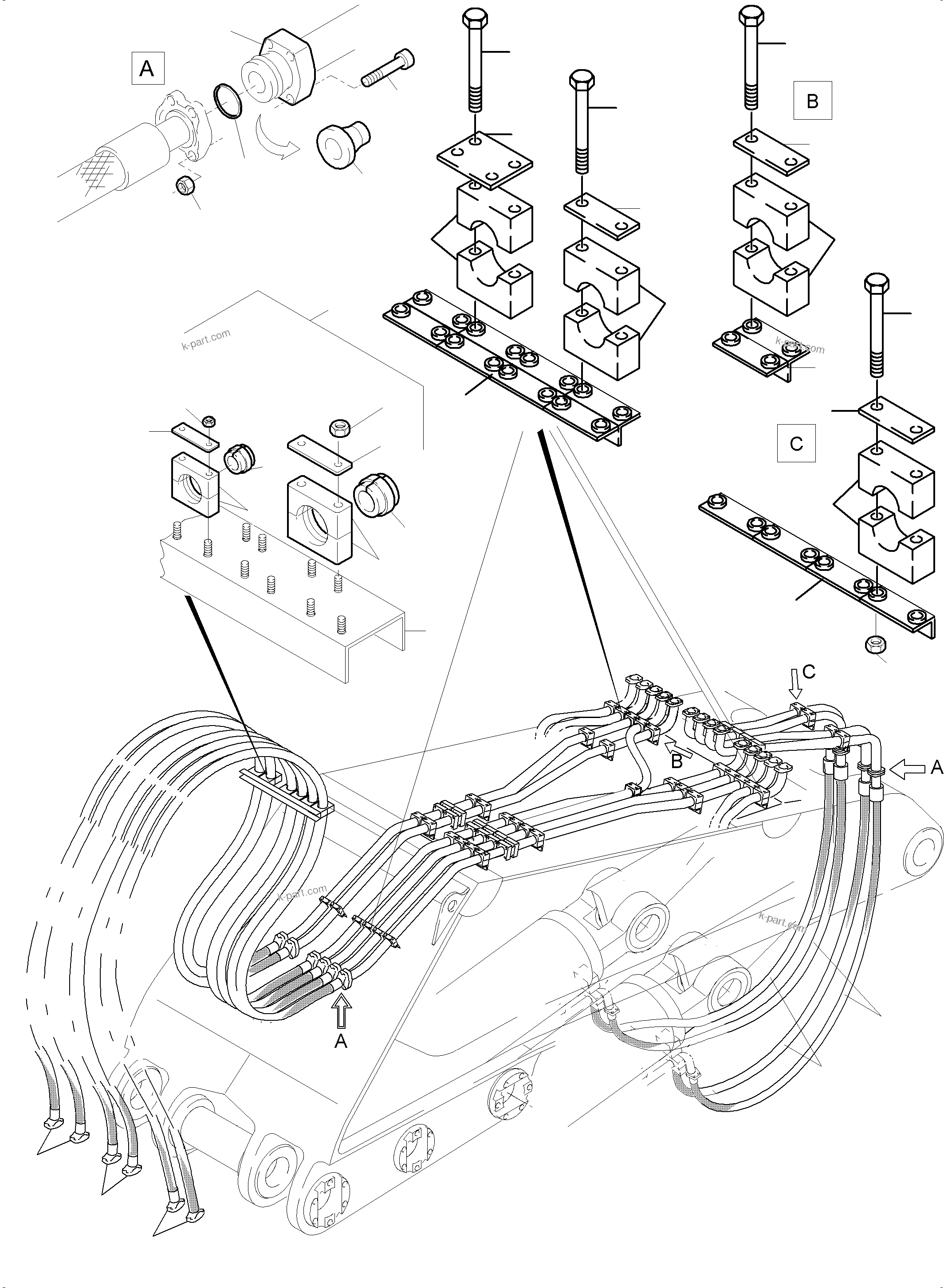 Komatsu parts book diagram for PC5500-6E S/N 15089: BOOM 7.6 M