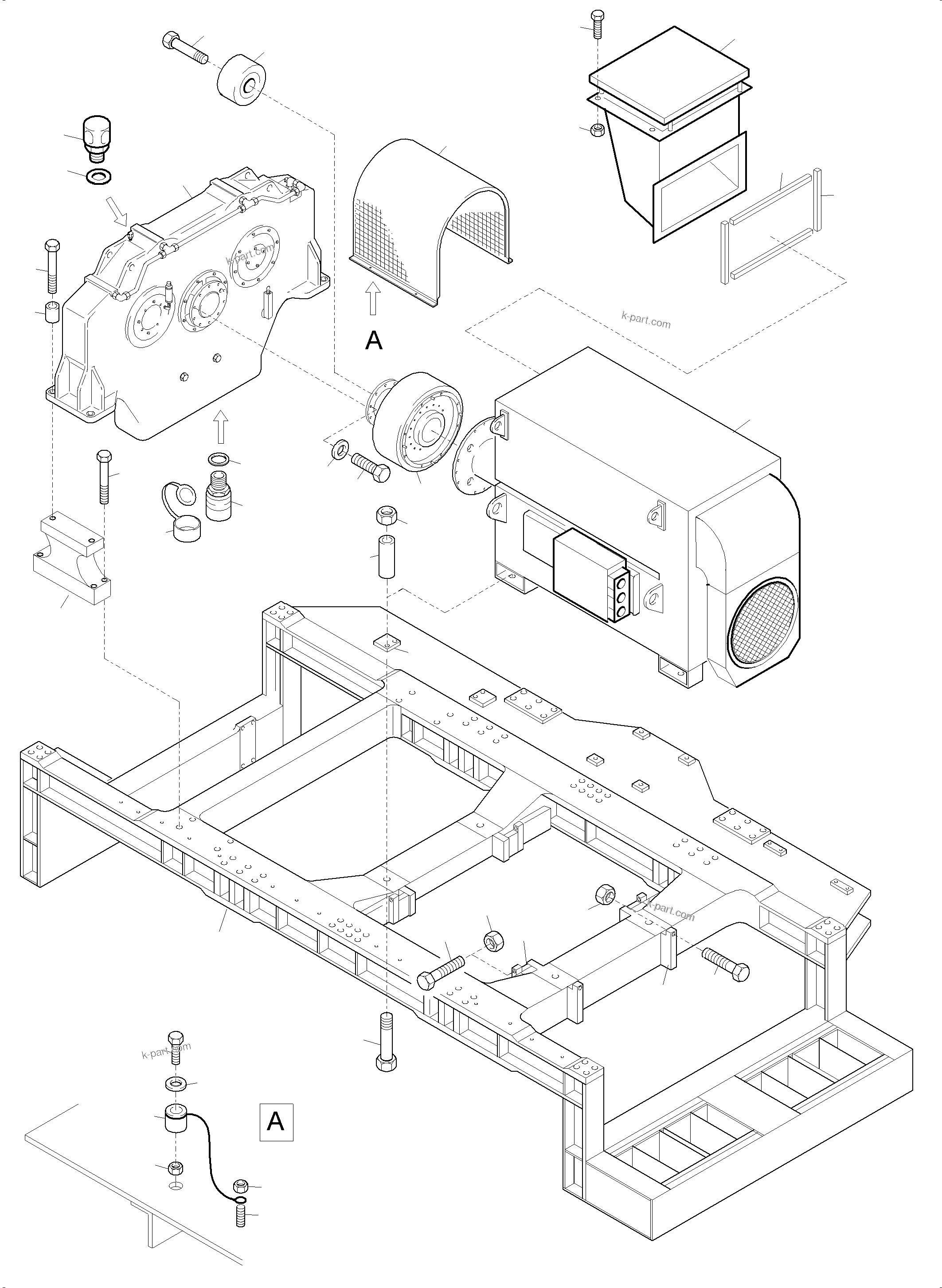 Komatsu parts book diagram for PC5500-6E S/N 15089: ELECTRIC MOTOR ARR. 50HZ
