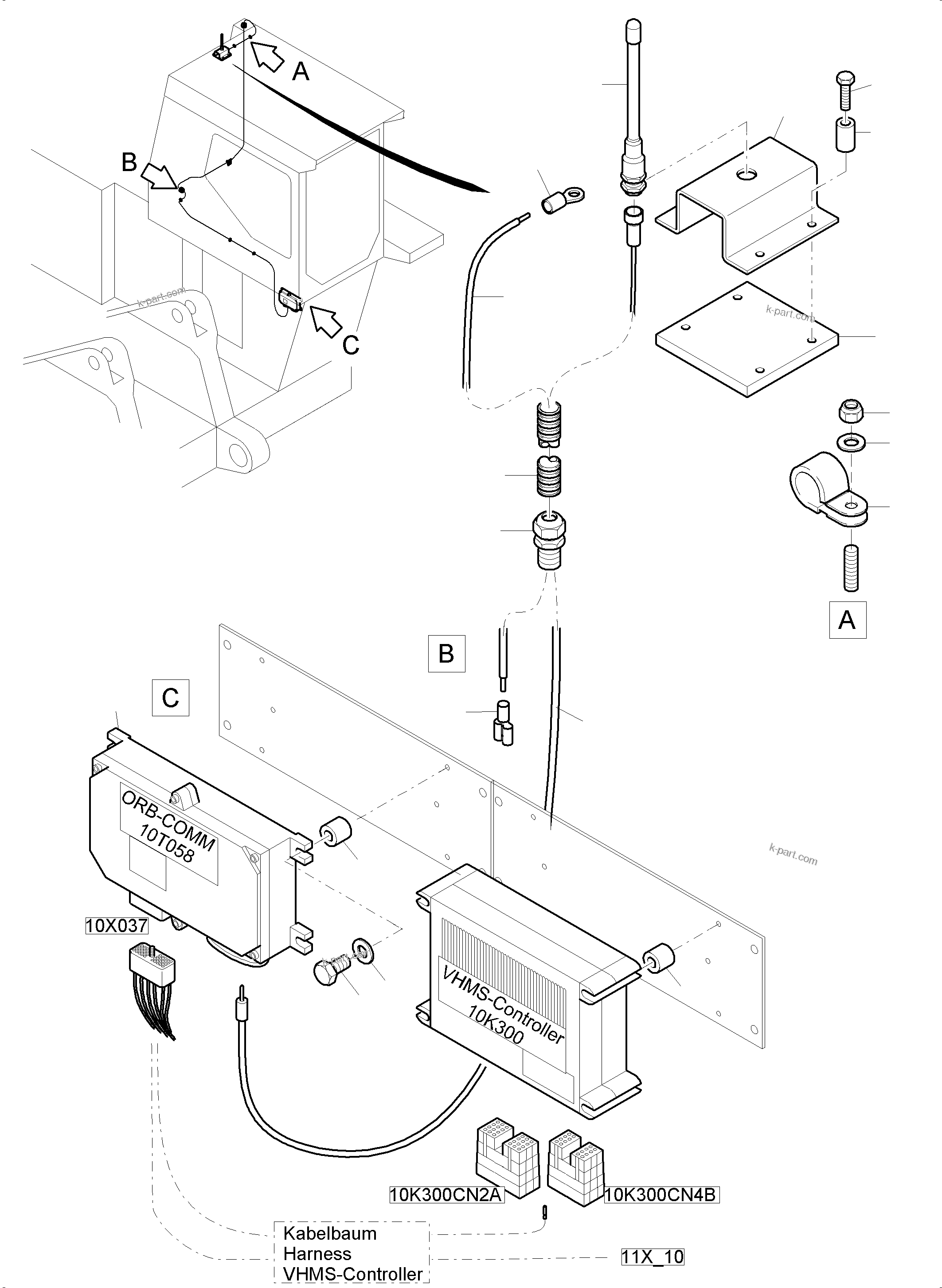Komatsu parts book diagram for PC5500-6E S/N 15089: ORBCOMM - ARRANGEMENT