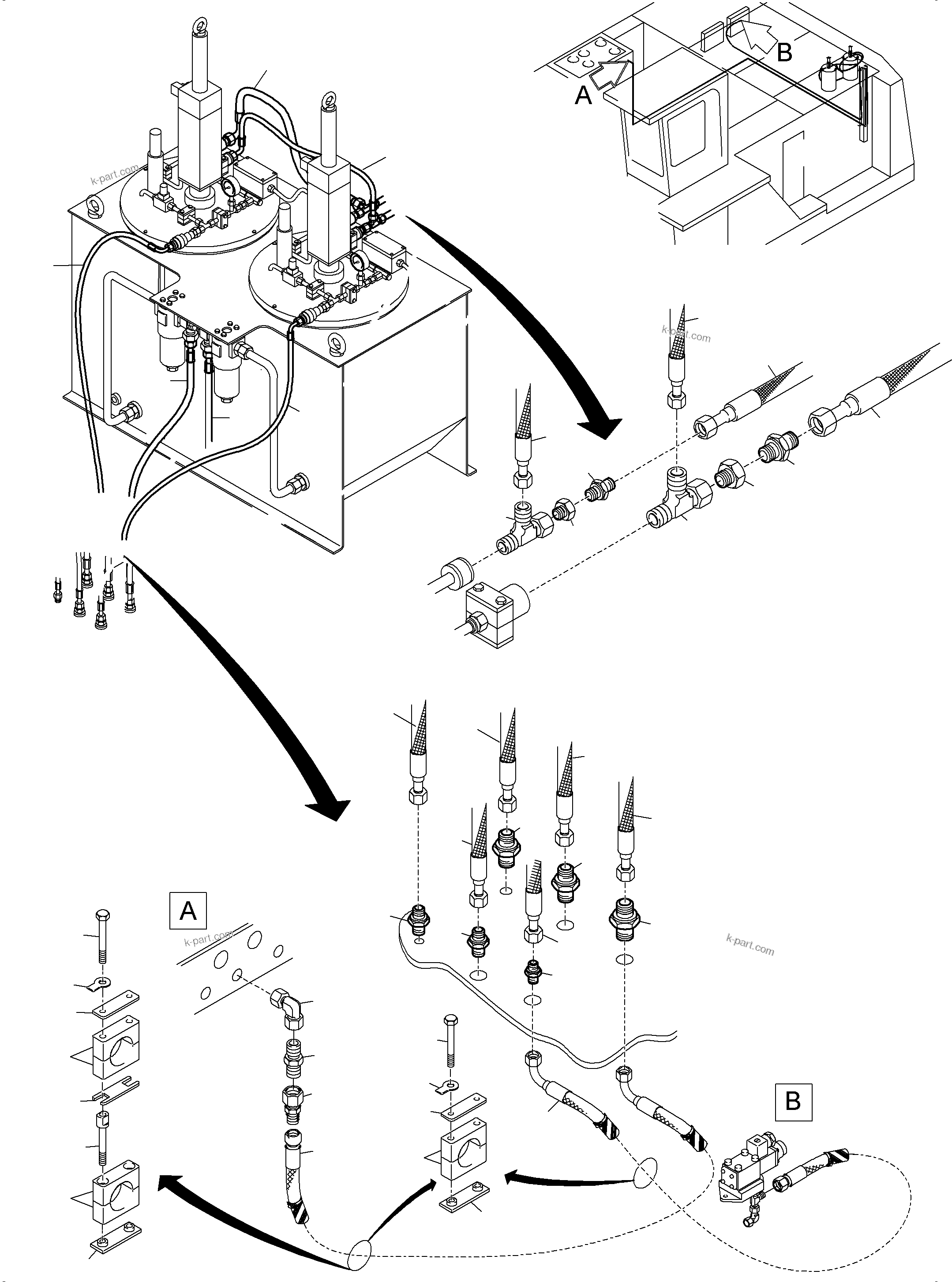 Komatsu parts book diagram for PC5500-6E S/N 15089: LUBE STATION ARR.