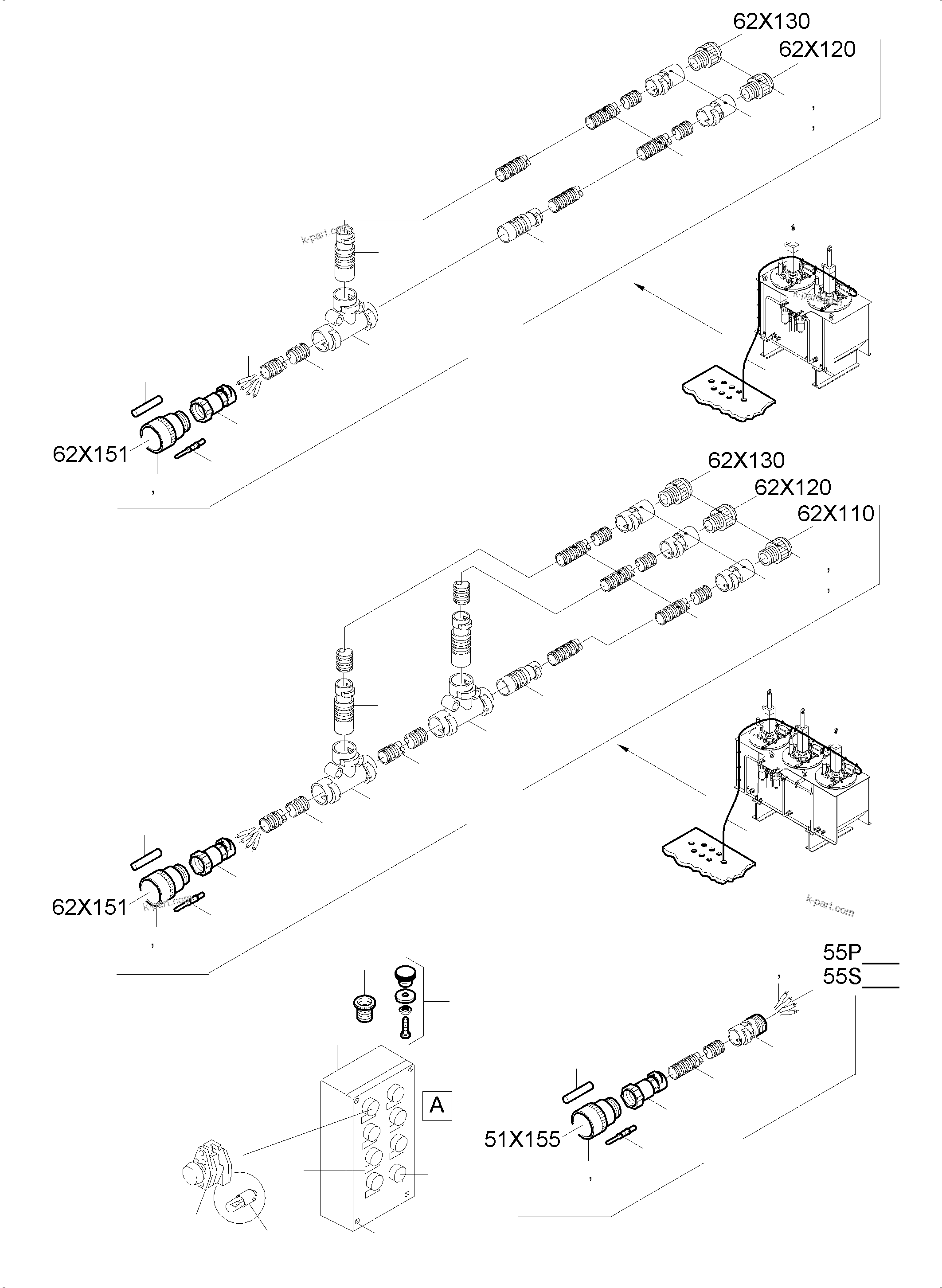 Komatsu parts book diagram for PC5500-6E S/N 15089: ELECTR. PARTS 2 AND 3 BARREL LUBRICATION