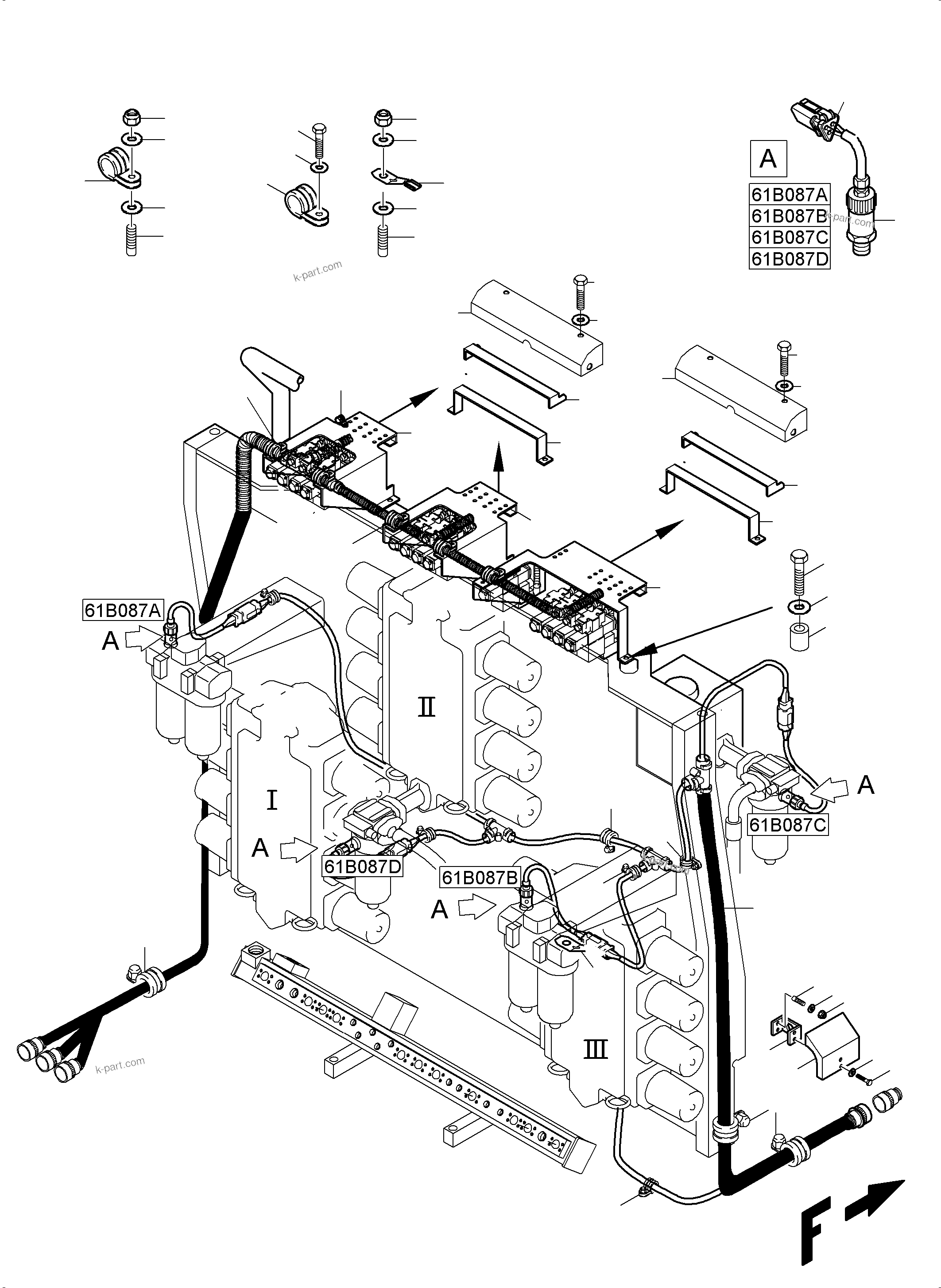 Komatsu parts book diagram for PC5500-6E S/N 15089: CONTROL BLOCKS - H.P.-FILTER - LOCATION 61