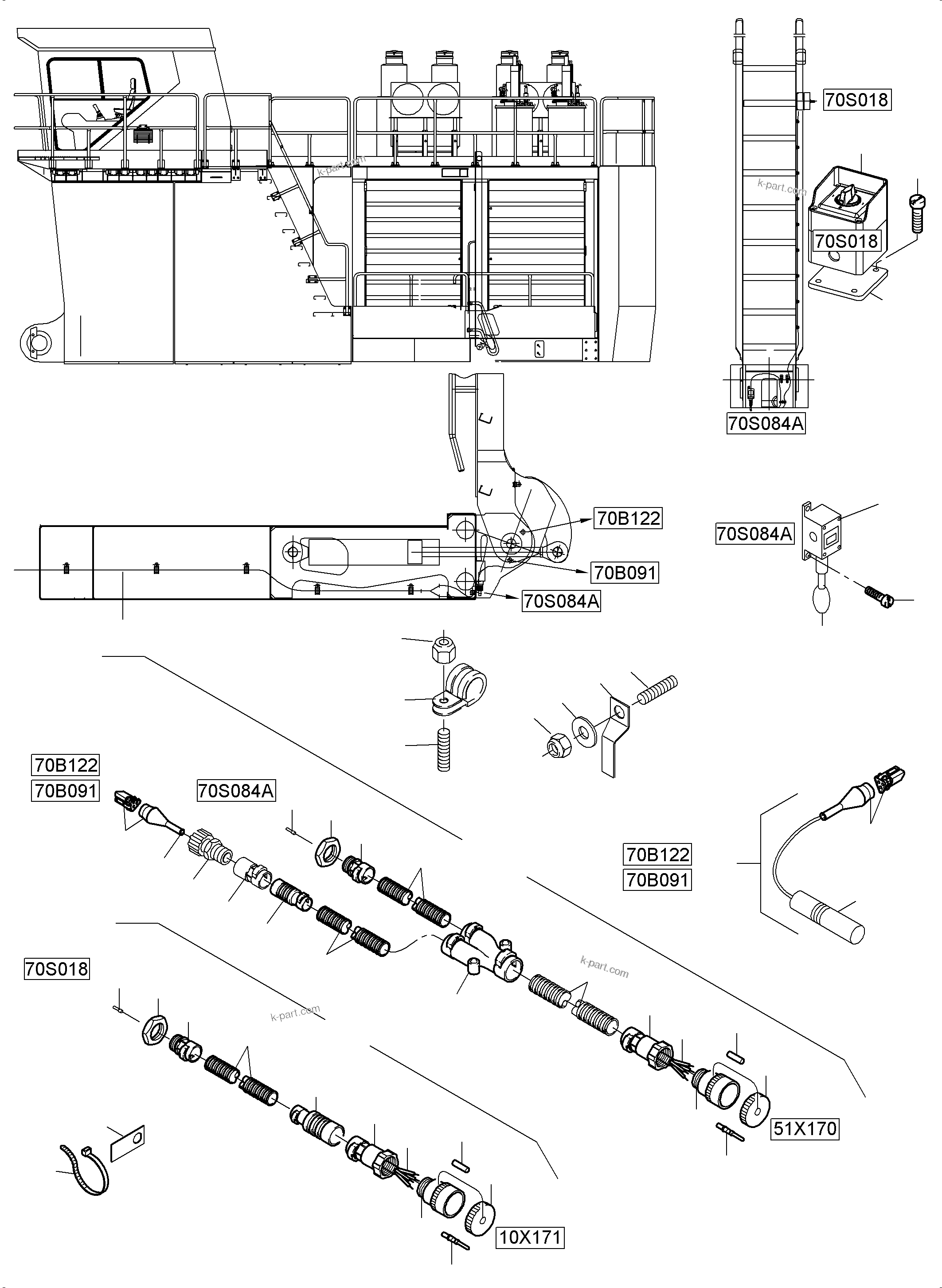 Komatsu parts book diagram for PC5500-6E S/N 15089: ELECTRIC PARTS - ASCENT