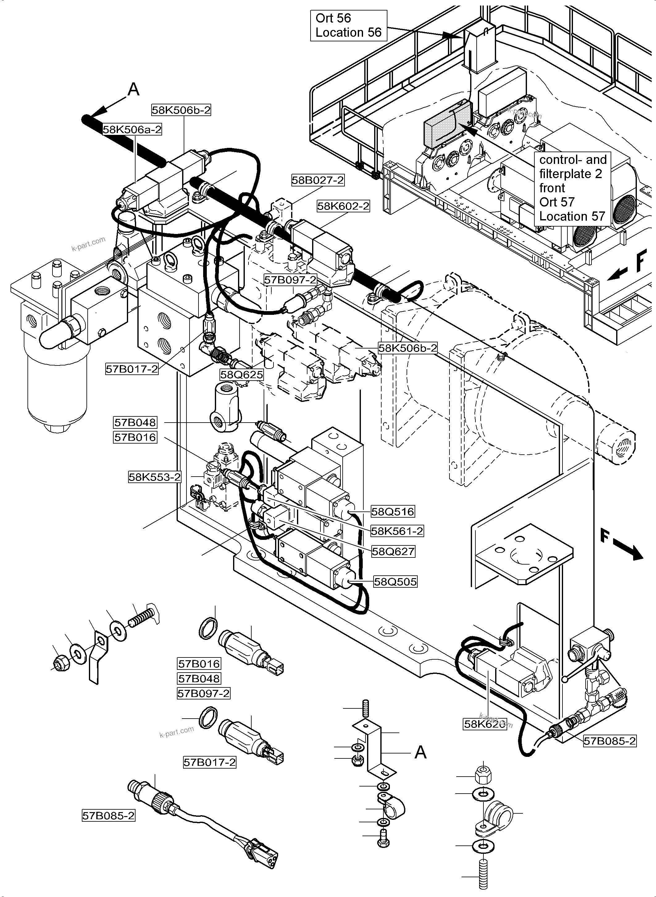 Komatsu parts book diagram for PC5500-6E S/N 15089: CONTROL- AND FILTER PLATES AND PUMP DITRIBUTOR GEAR, ELECTRICS