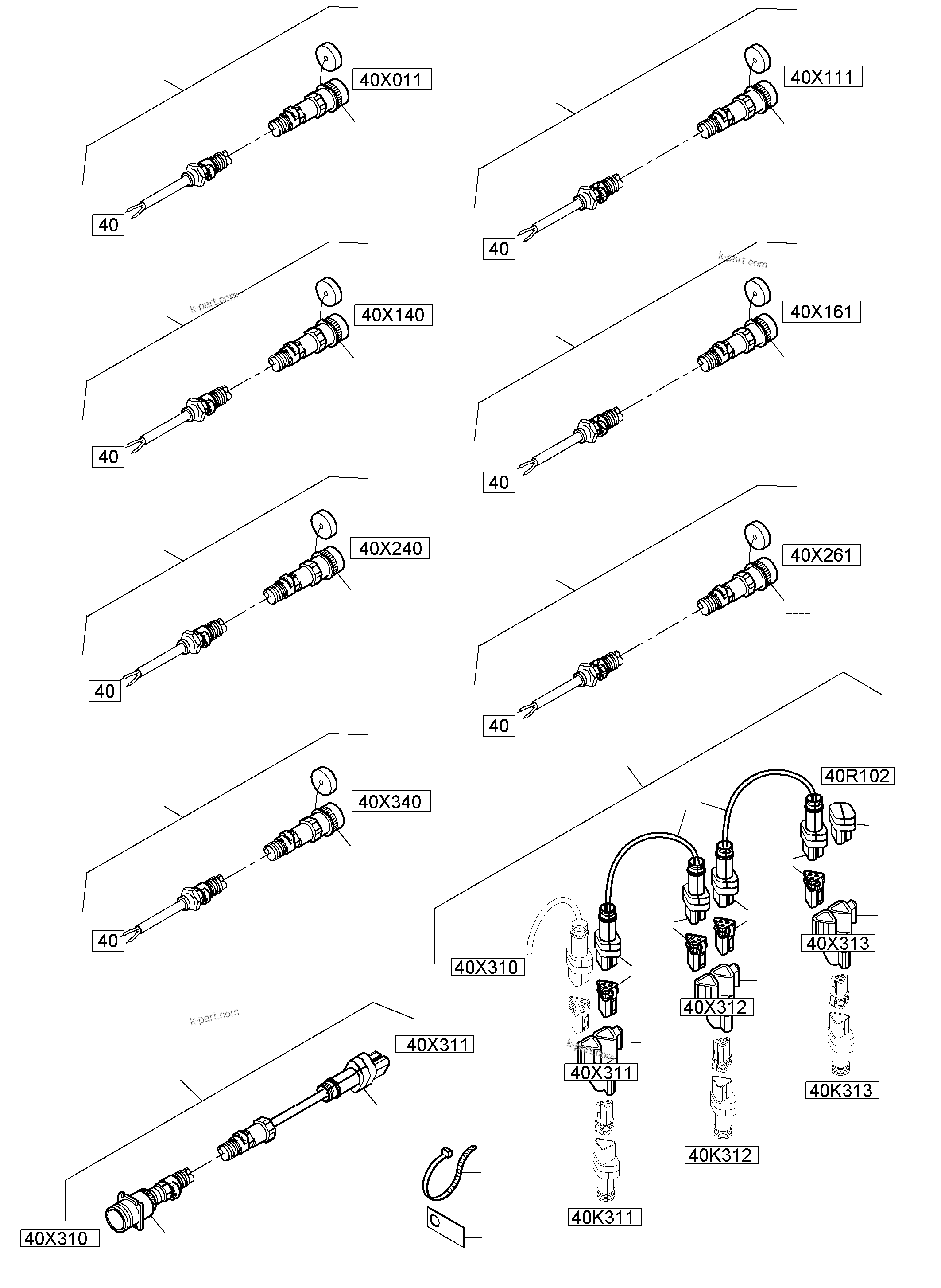 Komatsu parts book diagram for PC5500-6E S/N 15089: SWITCH CABINET ORT 40