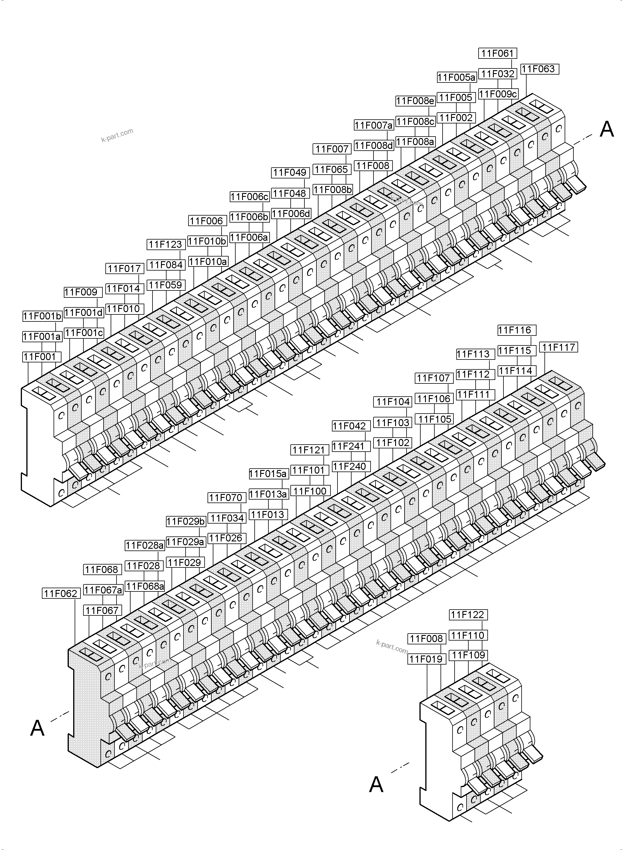 Komatsu parts book diagram for PC5500-6E S/N 15089: SWITCH FRAMING X2