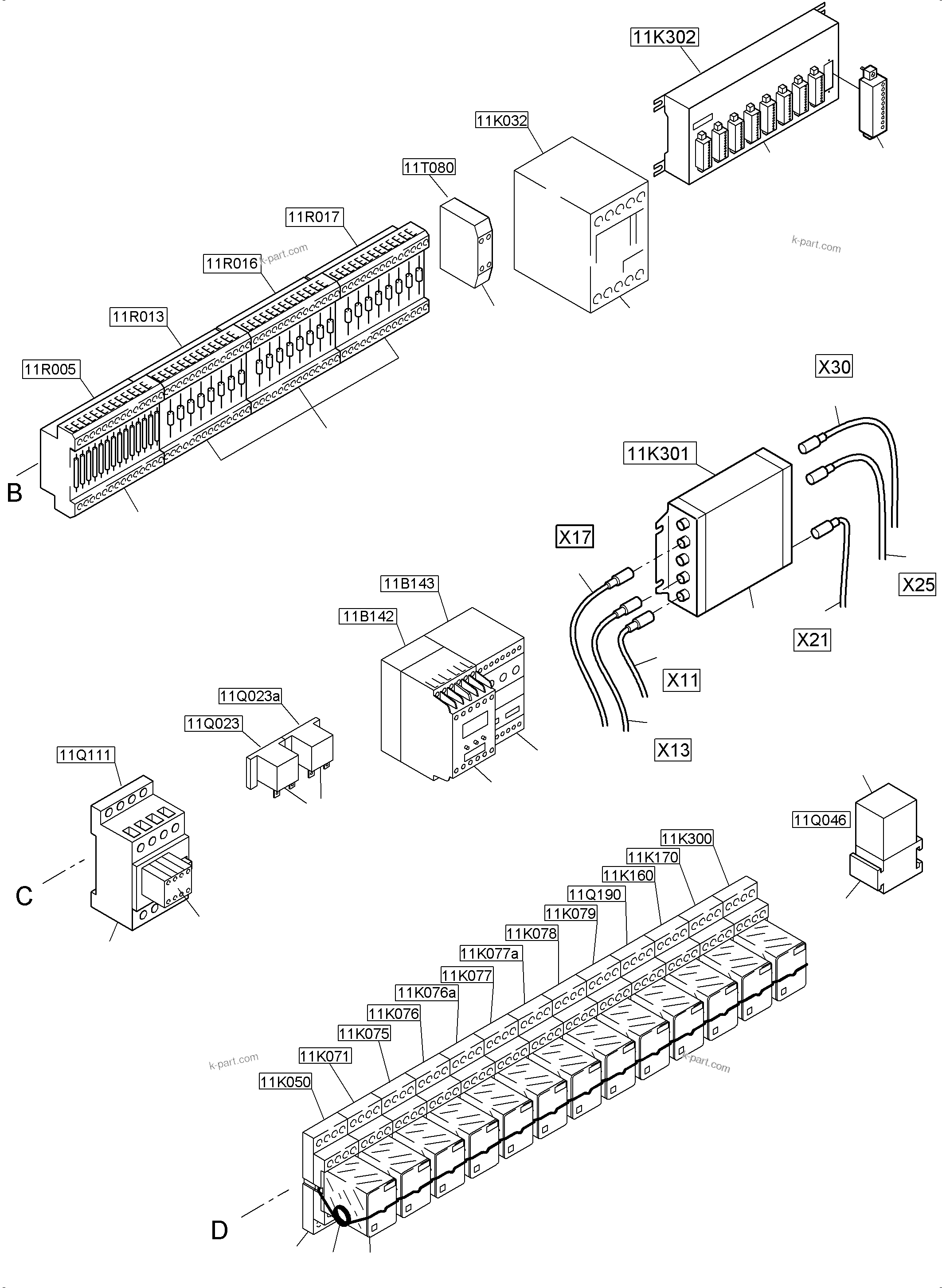 Komatsu parts book diagram for PC5500-6E S/N 15089: SWITCH FRAMING X2