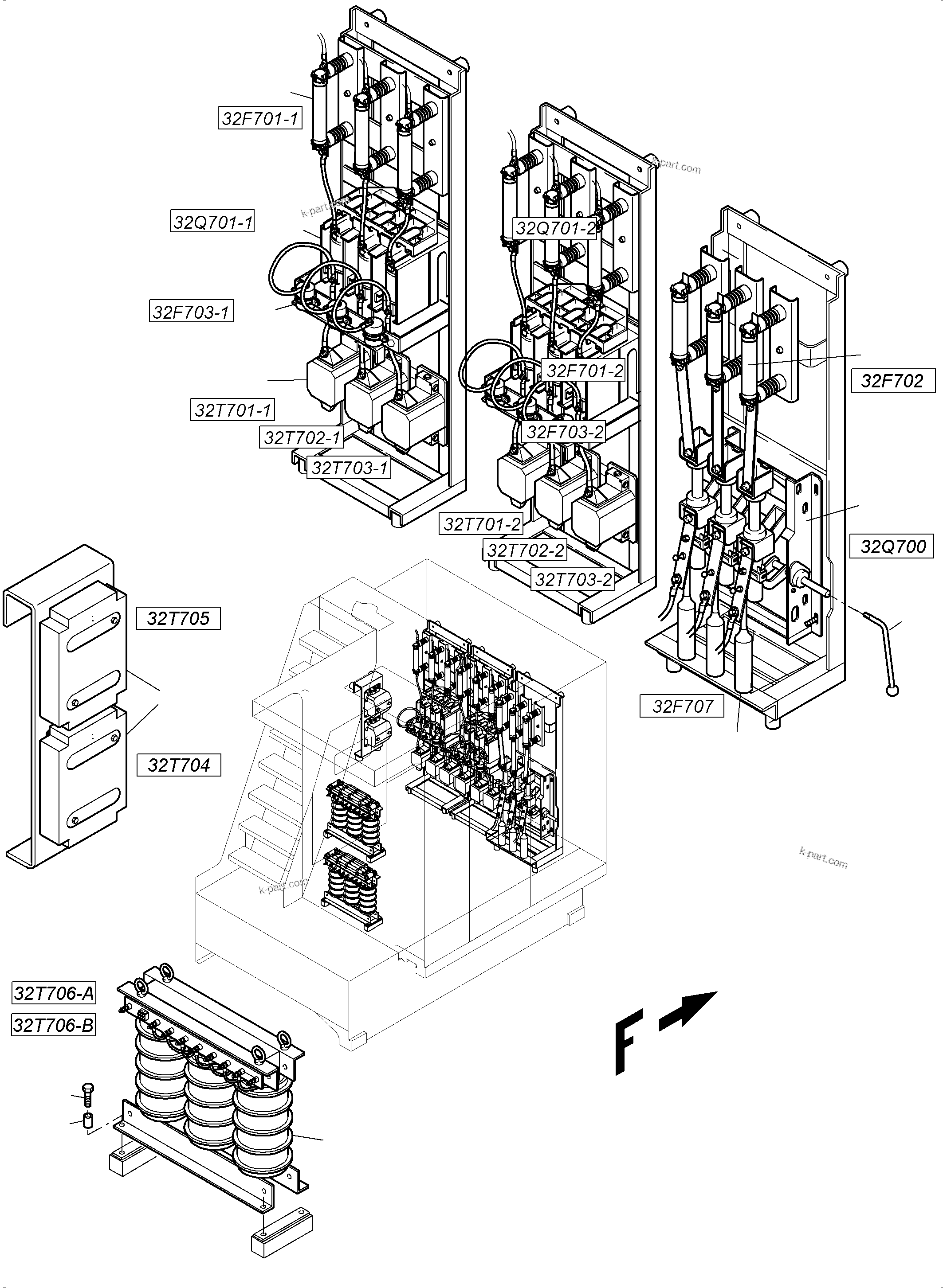 Komatsu parts book diagram for PC5500-6E S/N 15089: SWITCH CABINET