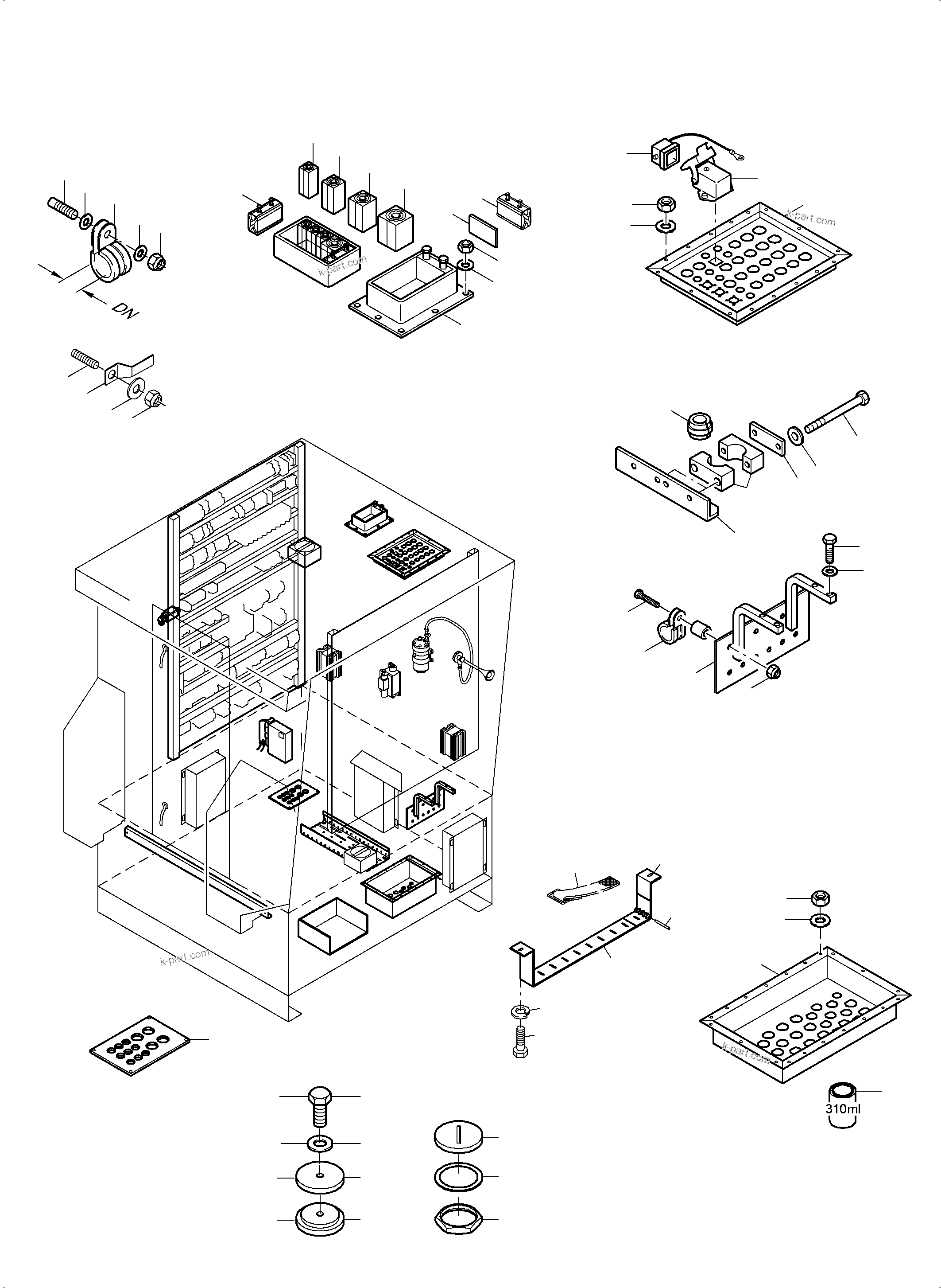Komatsu parts book diagram for PC5500-6E S/N 15089: ELECTRIC - CAB SUPPORT AND INTERMEDIATE LANDING