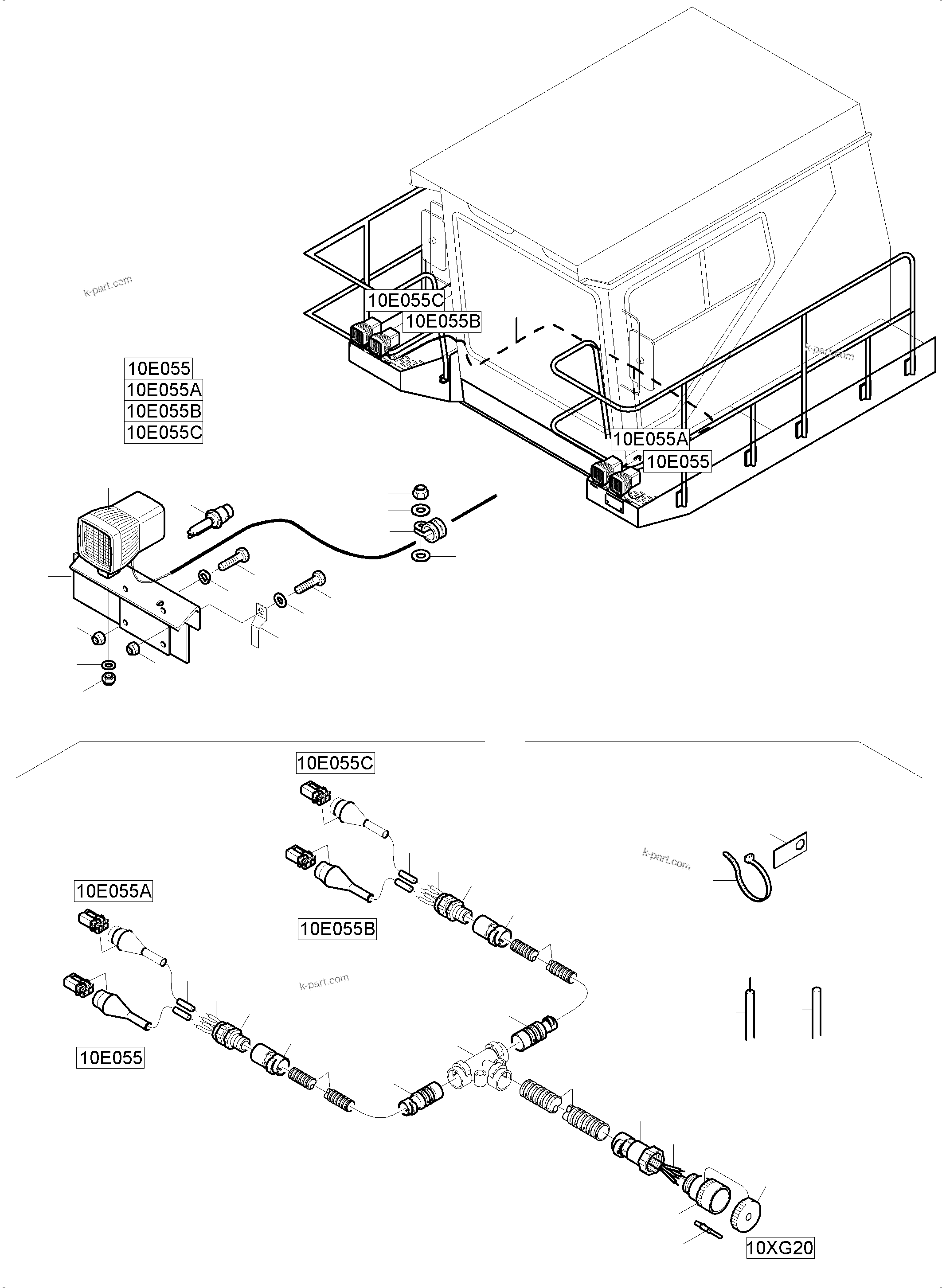 Komatsu parts book diagram for PC5500-6E S/N 15089: ELECTRIC - CAB SUPPORT AND INTERMEDIATE LANDING