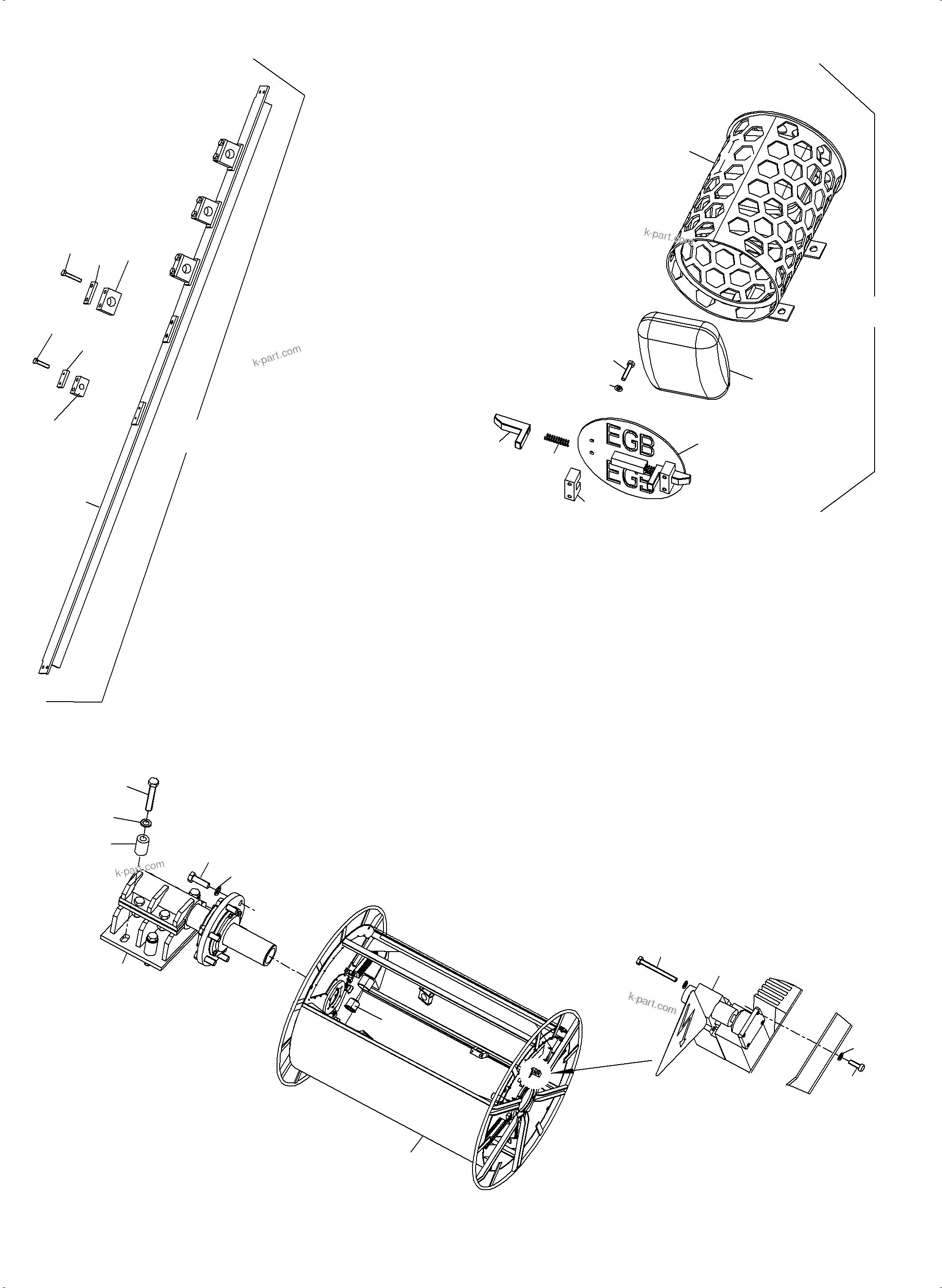 Komatsu parts book diagram for PC5500-6E S/N 15089: CABLE DRUM