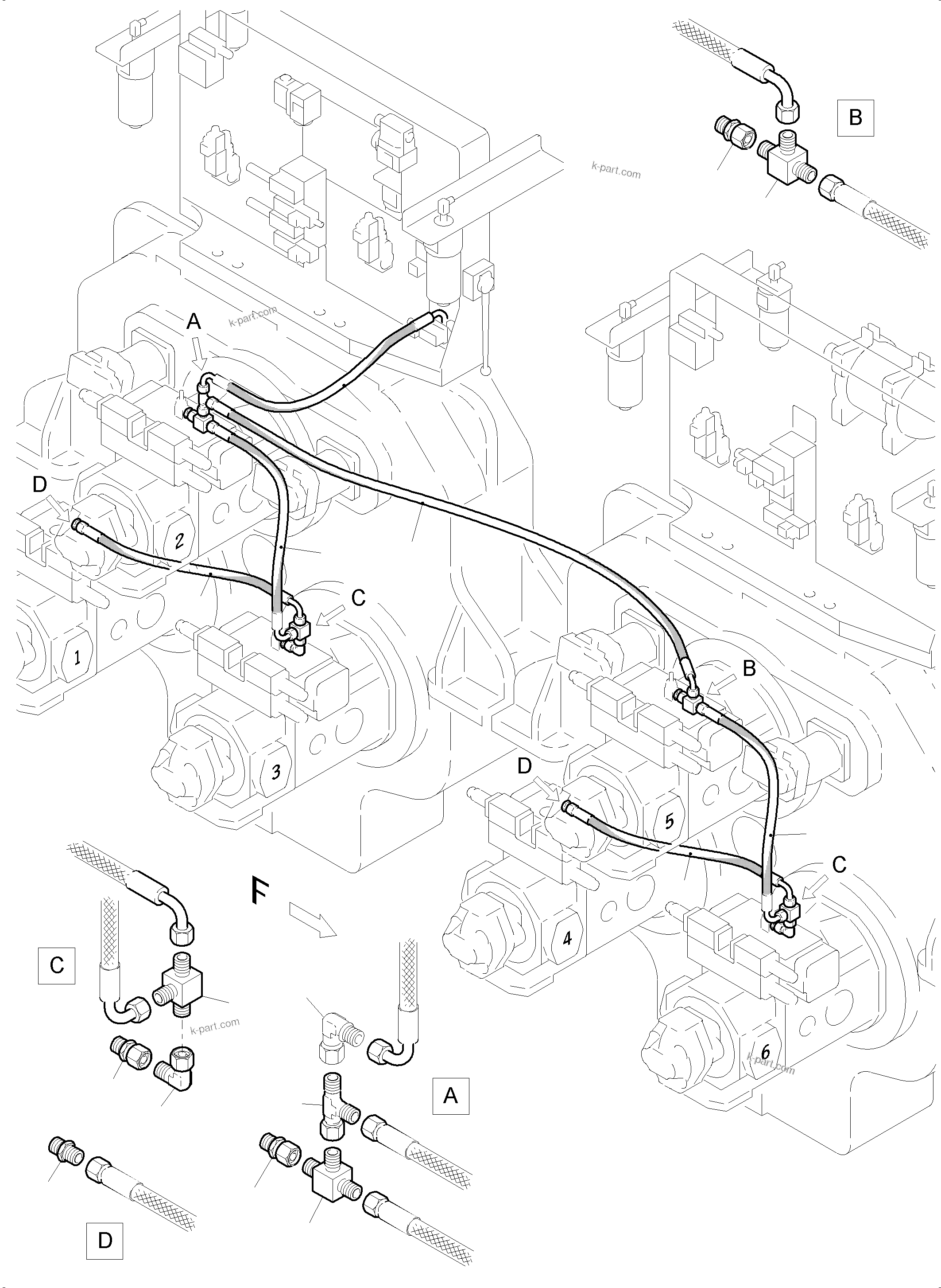 Komatsu parts book diagram for PC5500-6E S/N 15134: MAIN PUMP CONTROL