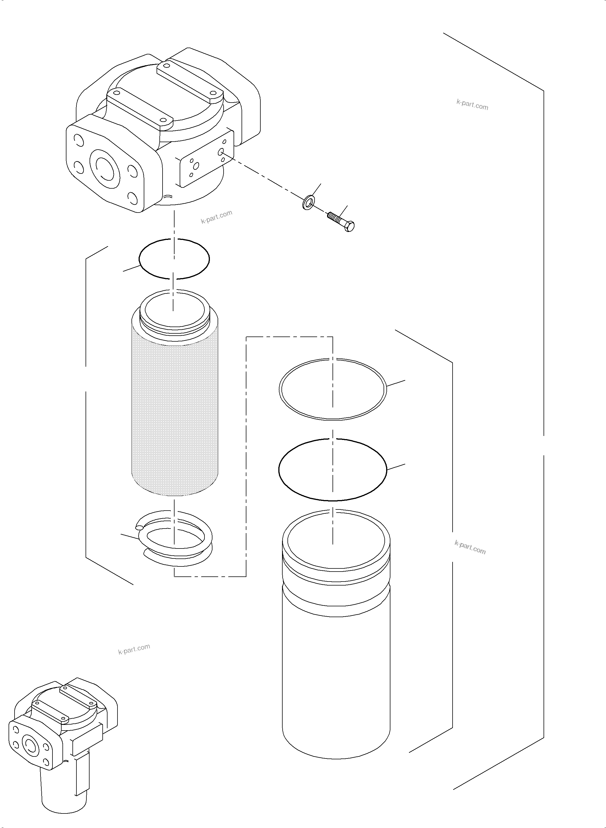 Komatsu parts book diagram for PC5500-6E S/N 15134: H.P. FILTER