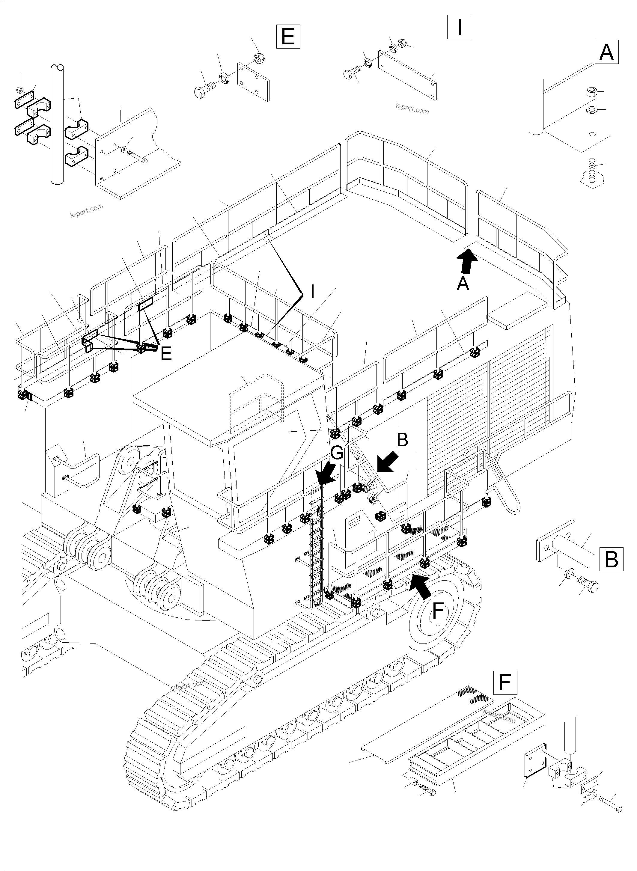 Komatsu parts book diagram for PC5500-6E S/N 15134: RAILS