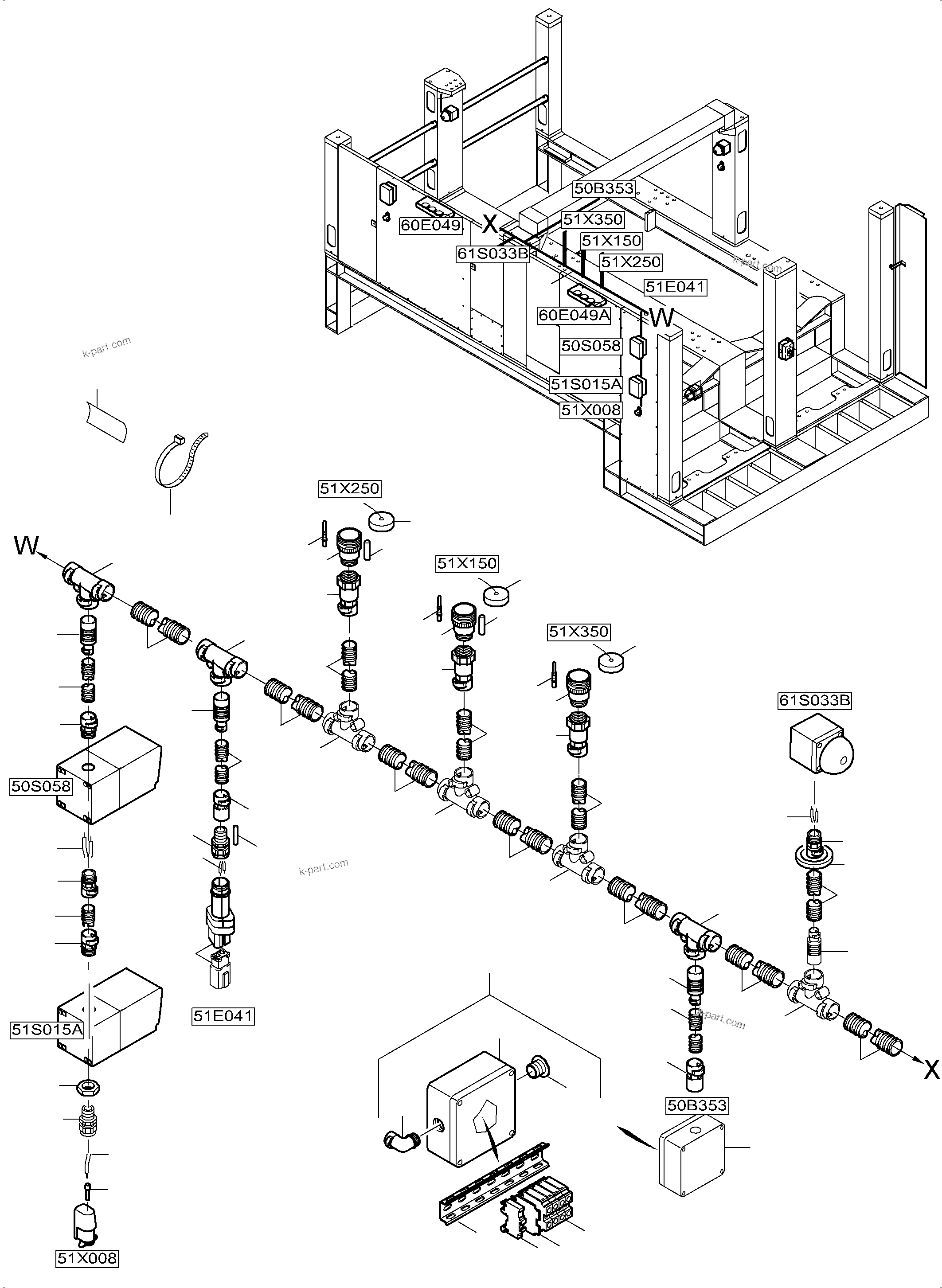 Komatsu parts book diagram for PC5500-6E S/N 15134: MACHINERY HOUSE ELECTRIC - ROOF AND DRIVE FRAME