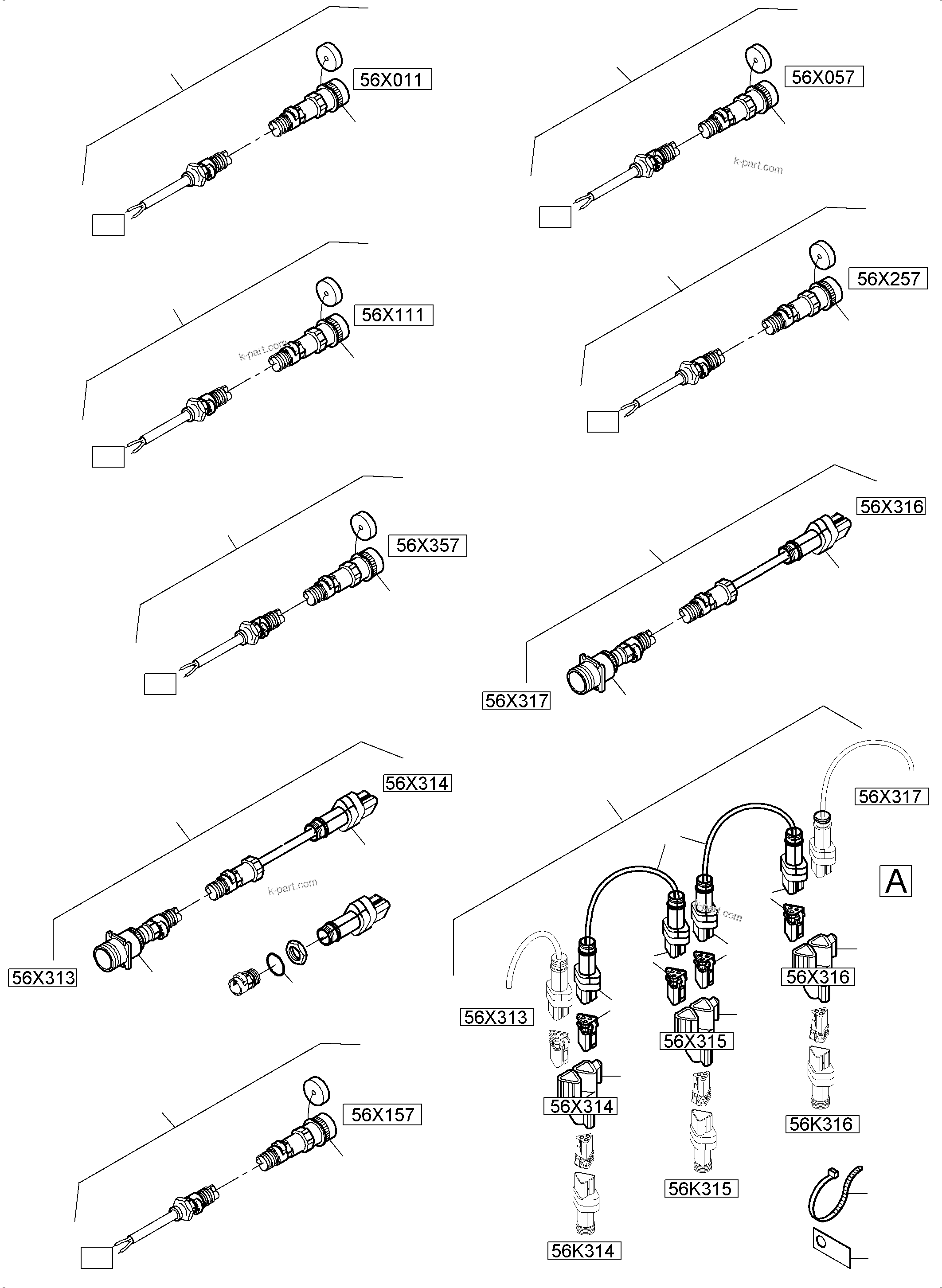 Komatsu parts book diagram for PC5500-6E S/N 15134: SWITCH CABINET LOCATION 56