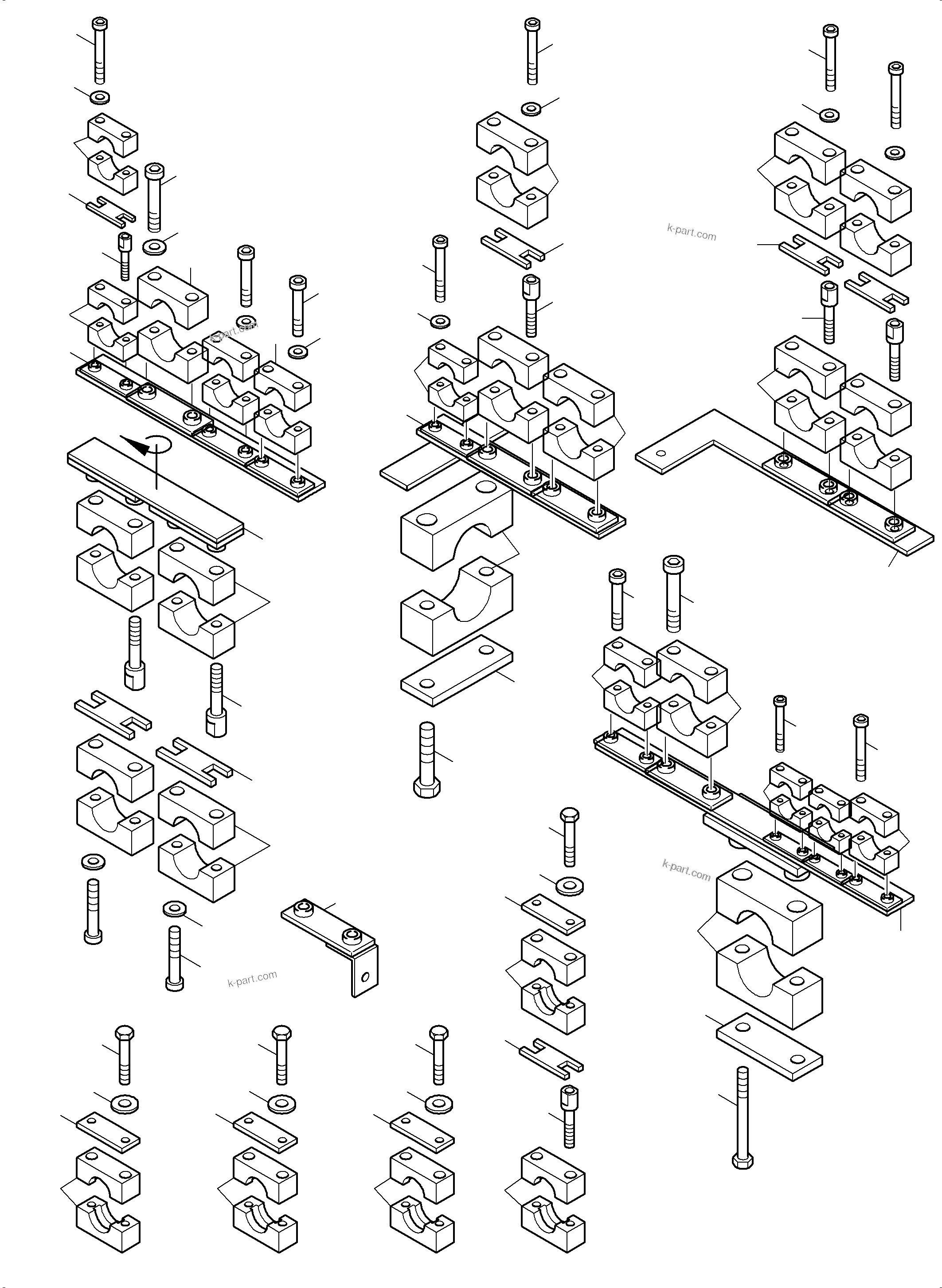Komatsu parts book diagram for PC5500-6E S/N 15134: HOSE CLAMP ASSY PDG