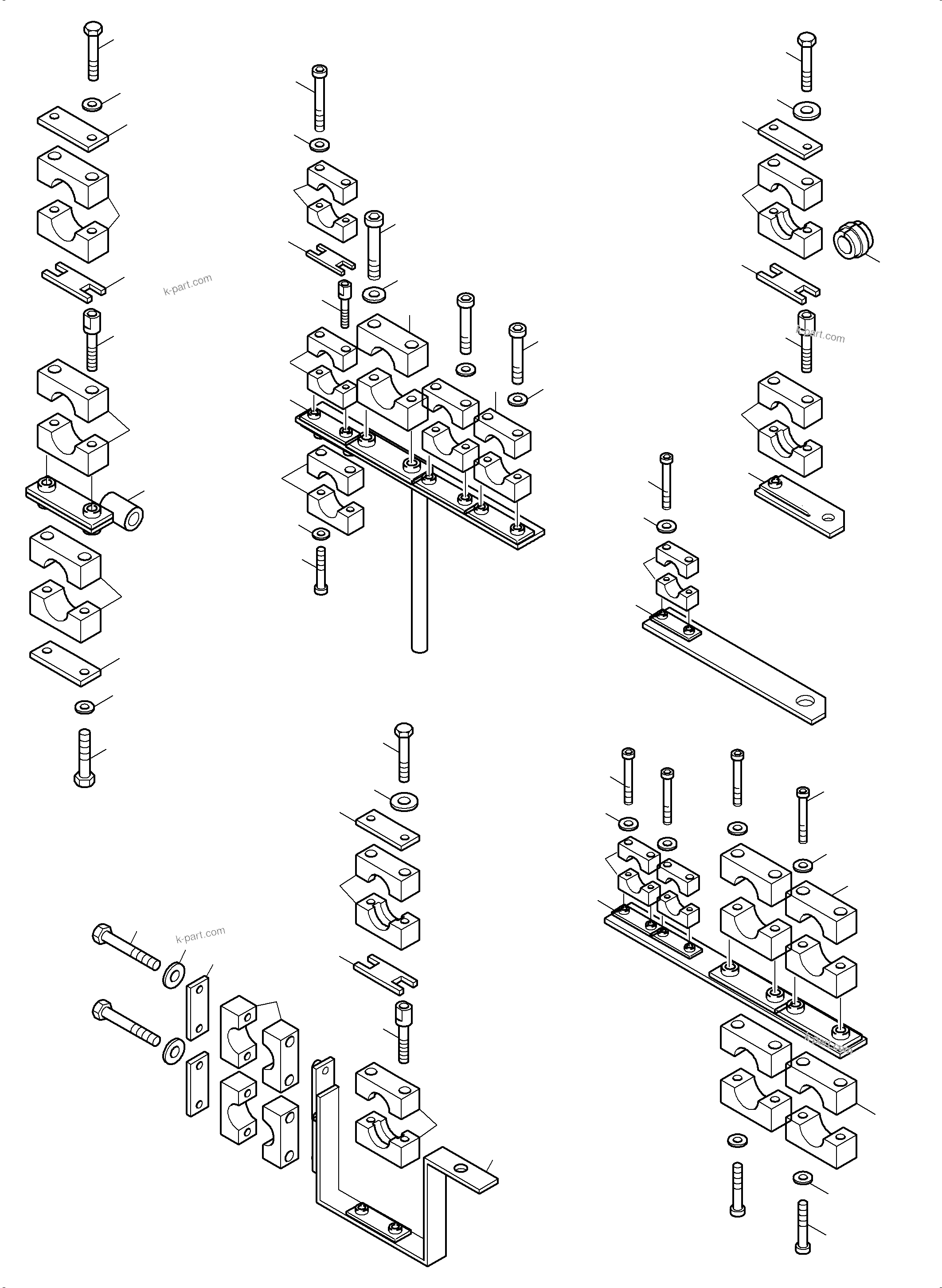 Komatsu parts book diagram for PC5500-6E S/N 15134: HOSE CLAMP ASSY PDG