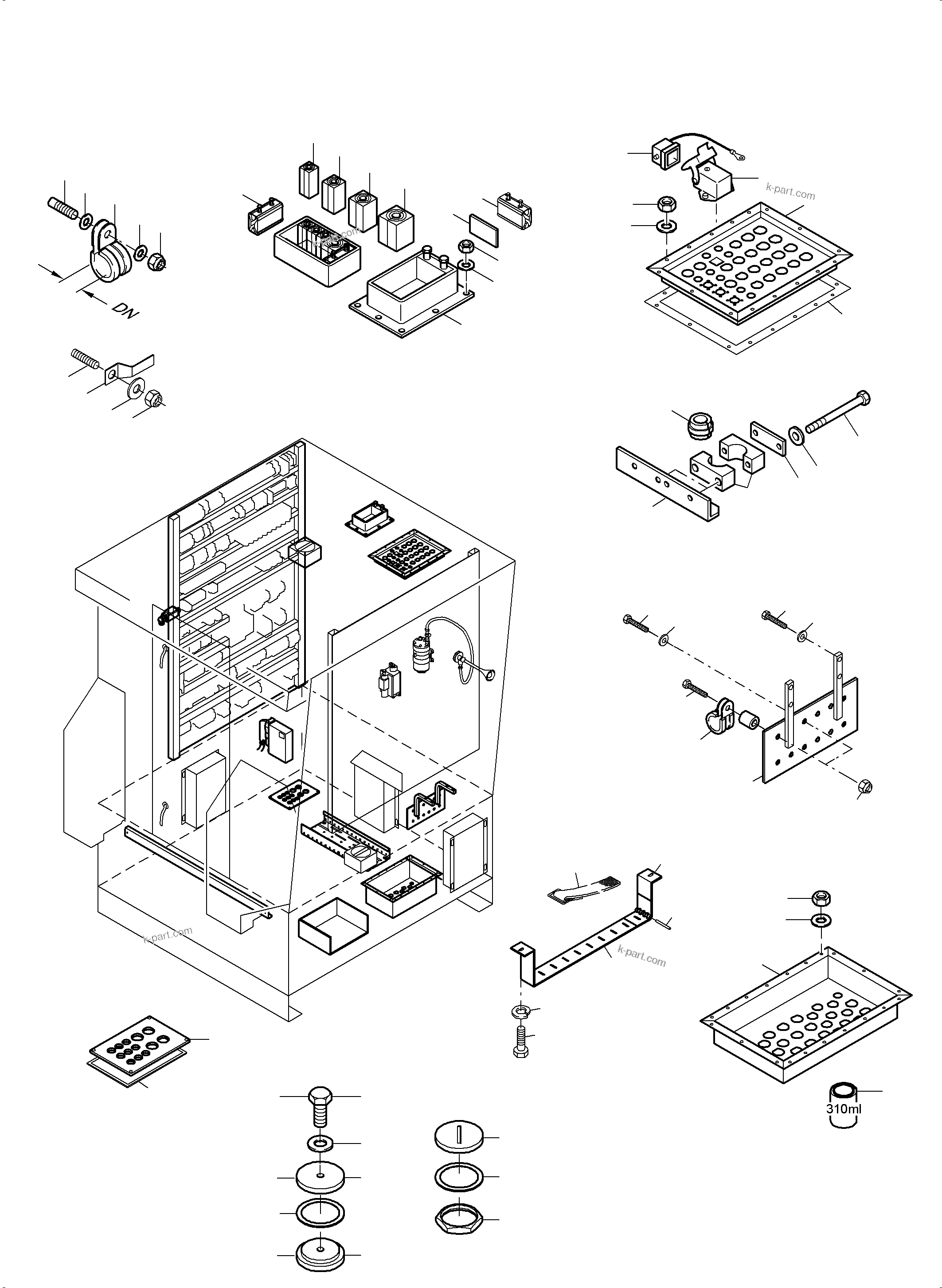 Komatsu parts book diagram for PC5500-6E S/N 15134: ELECTRIC - CAB SUPPORT AND INTERMEDIATE LANDING