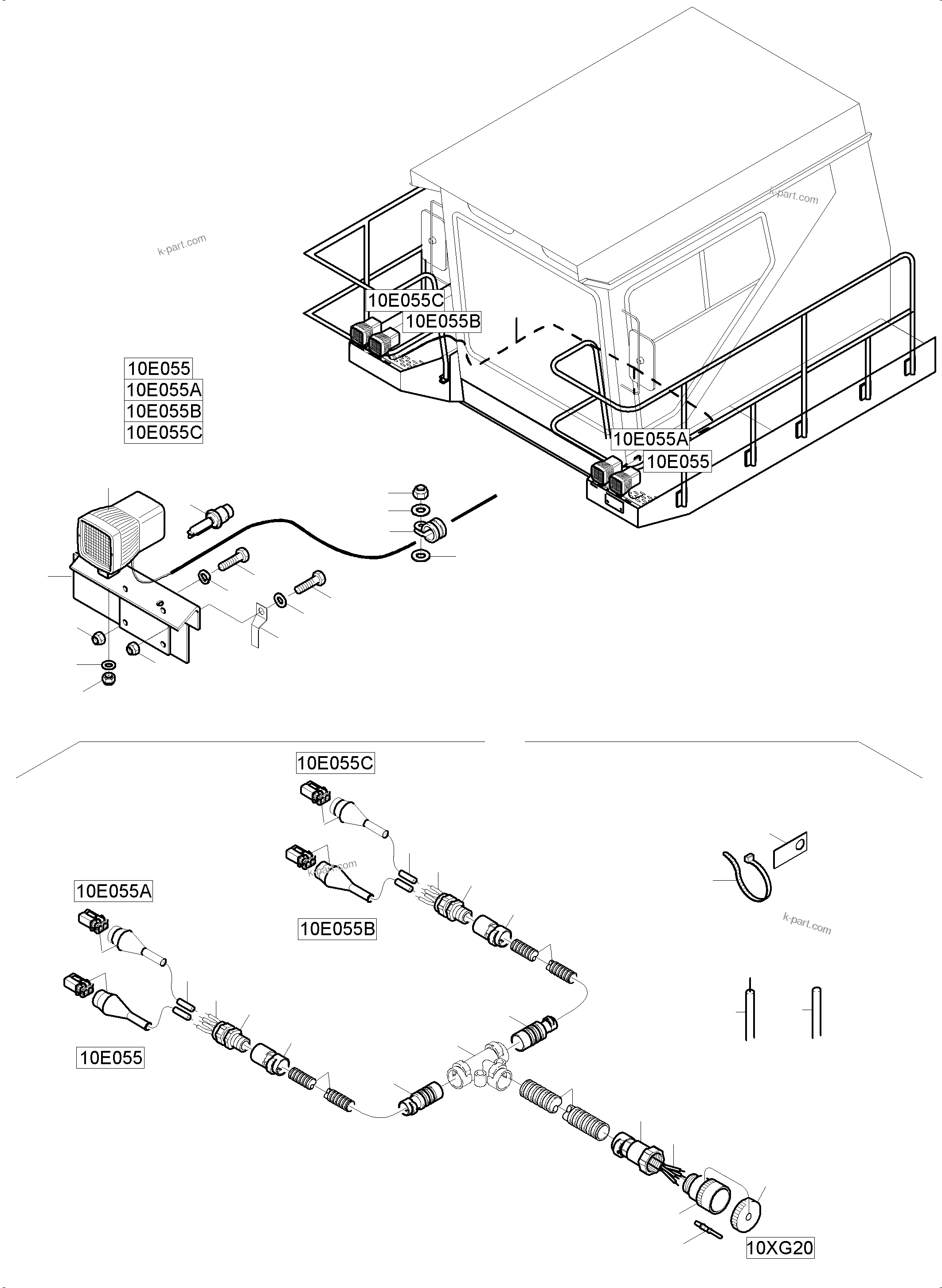 Komatsu parts book diagram for PC5500-6E S/N 15134: ELECTRIC - CAB SUPPORT AND INTERMEDIATE LANDING