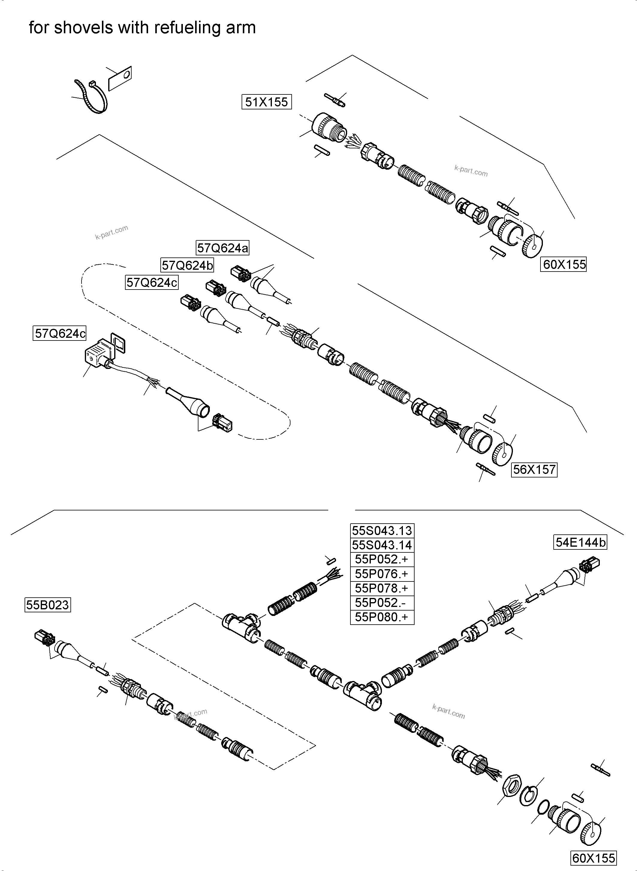 Komatsu parts book diagram for PC5500-6E S/N 15134: ELECTRO PARTS REFUELING, WITHOUT OR WITH SERVICE ARM
