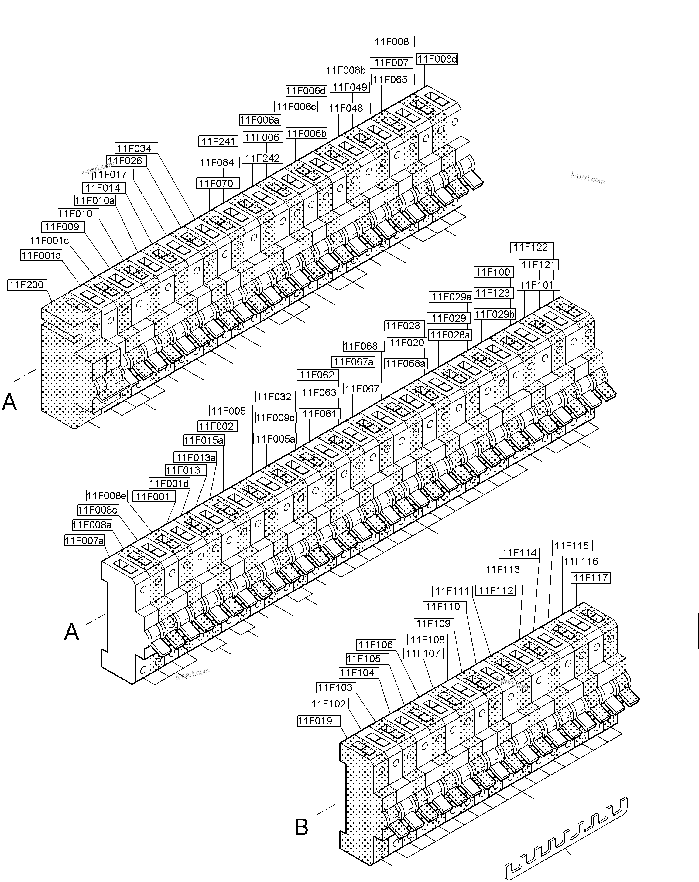 Komatsu parts book diagram for PC5500-6E S/N 15134: SWITCH FRAMING X2