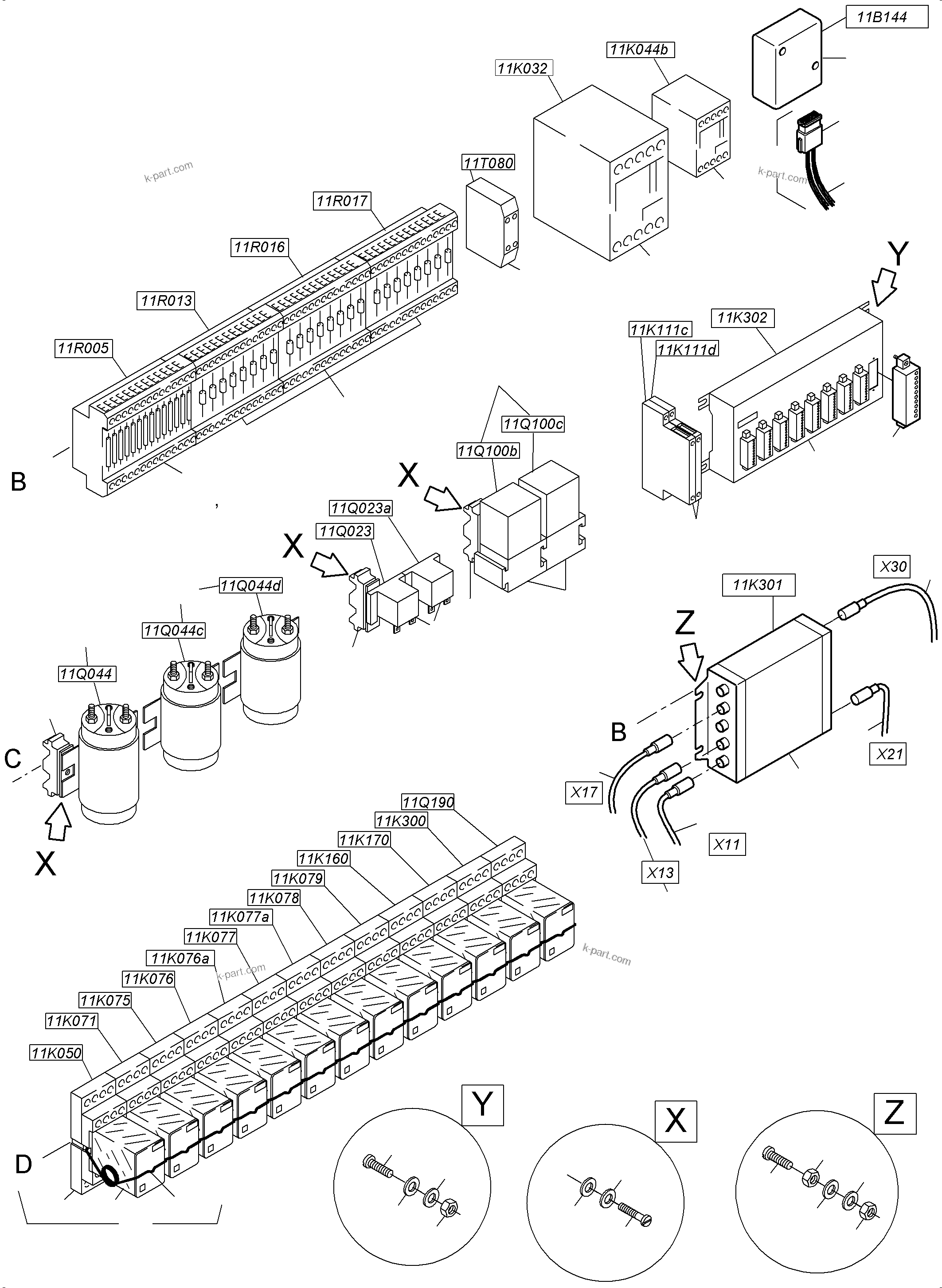 Komatsu parts book diagram for PC5500-6E S/N 15134: SWITCH FRAMING X2