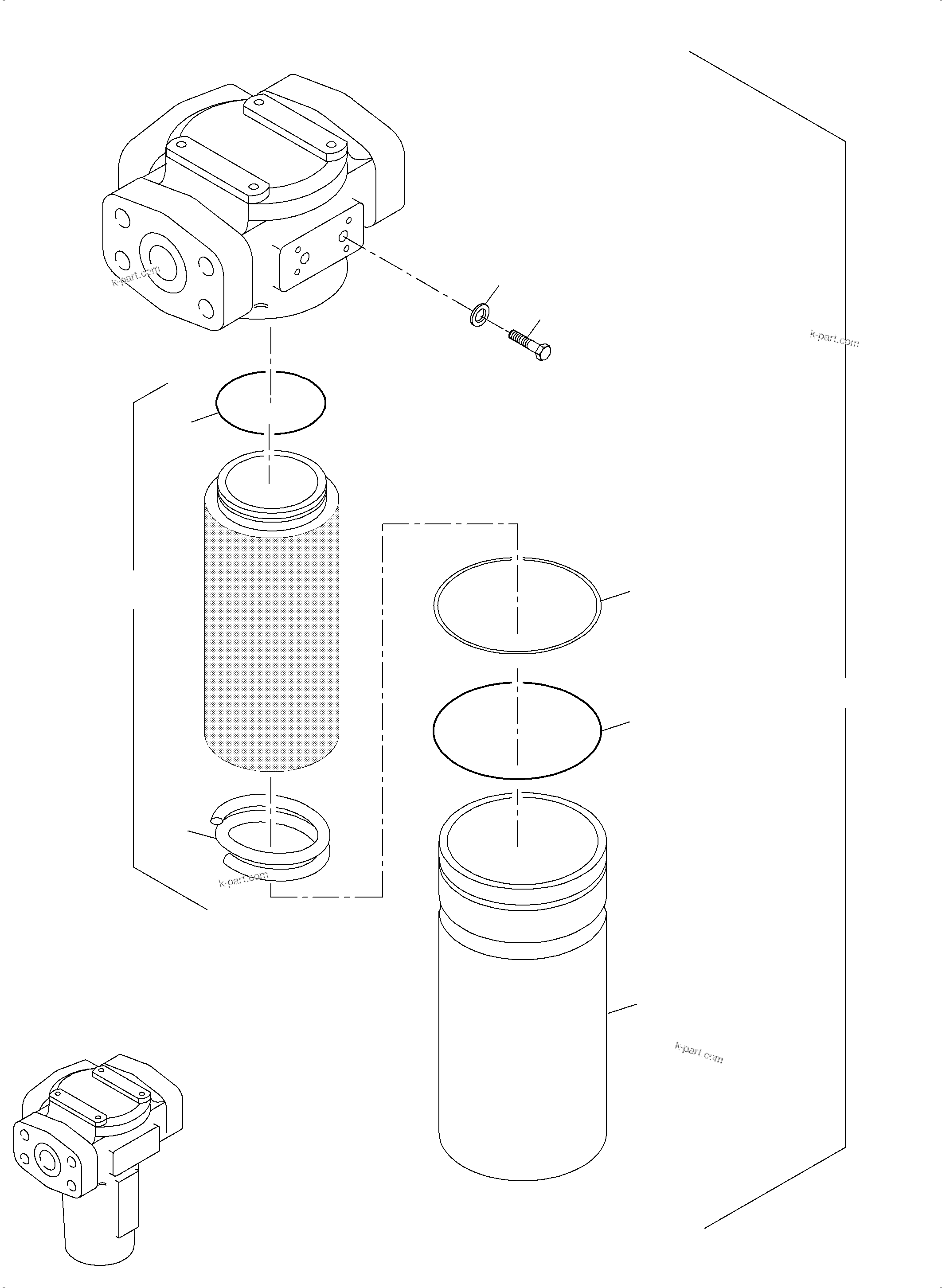 Komatsu parts book diagram for PC5500-6 S/N 15137: H.P. FILTER