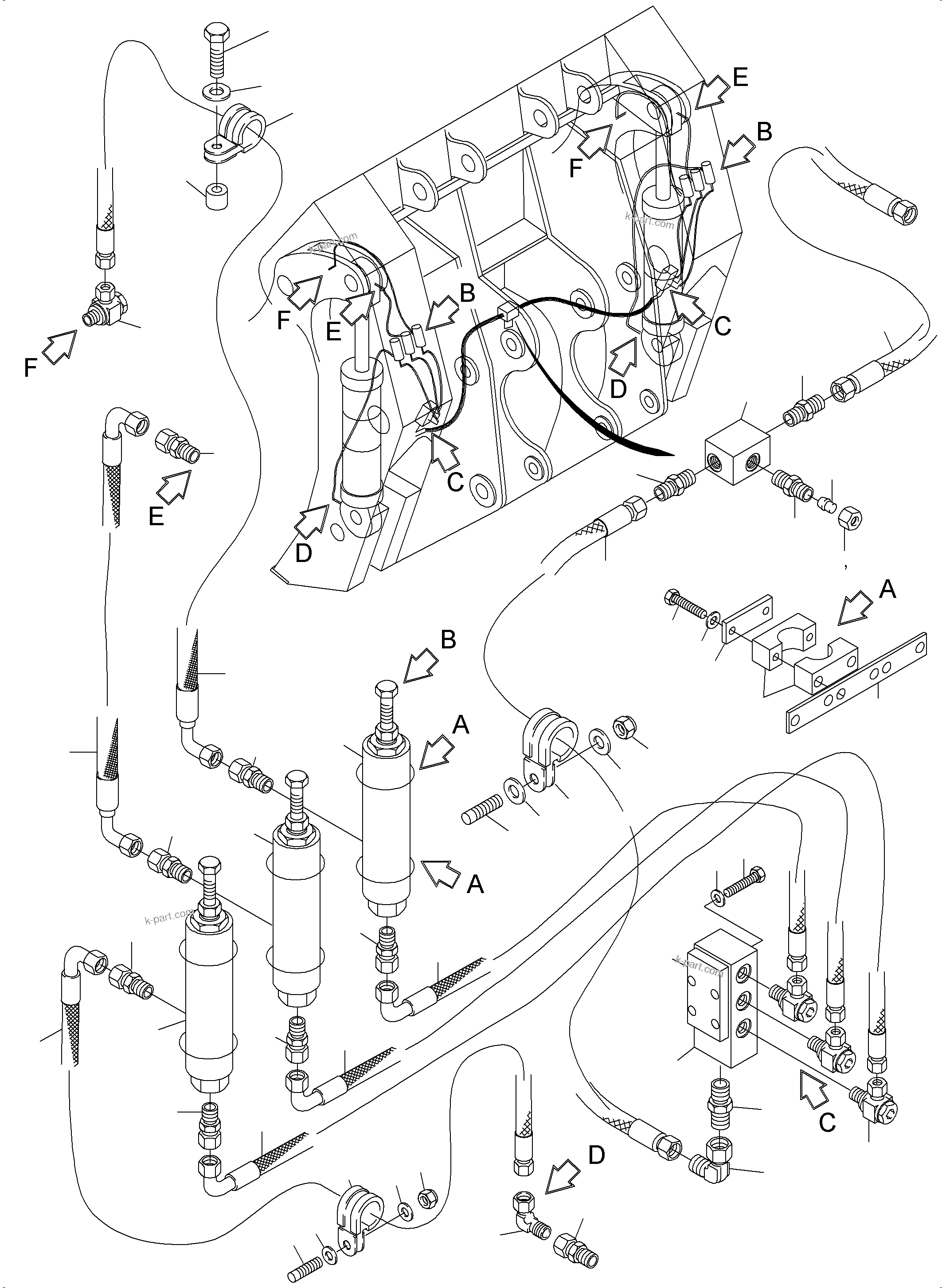 Komatsu parts book diagram for PC5500-6 S/N 15137: CENTRAL LUBRICATION - BULLCLAM, BR4570