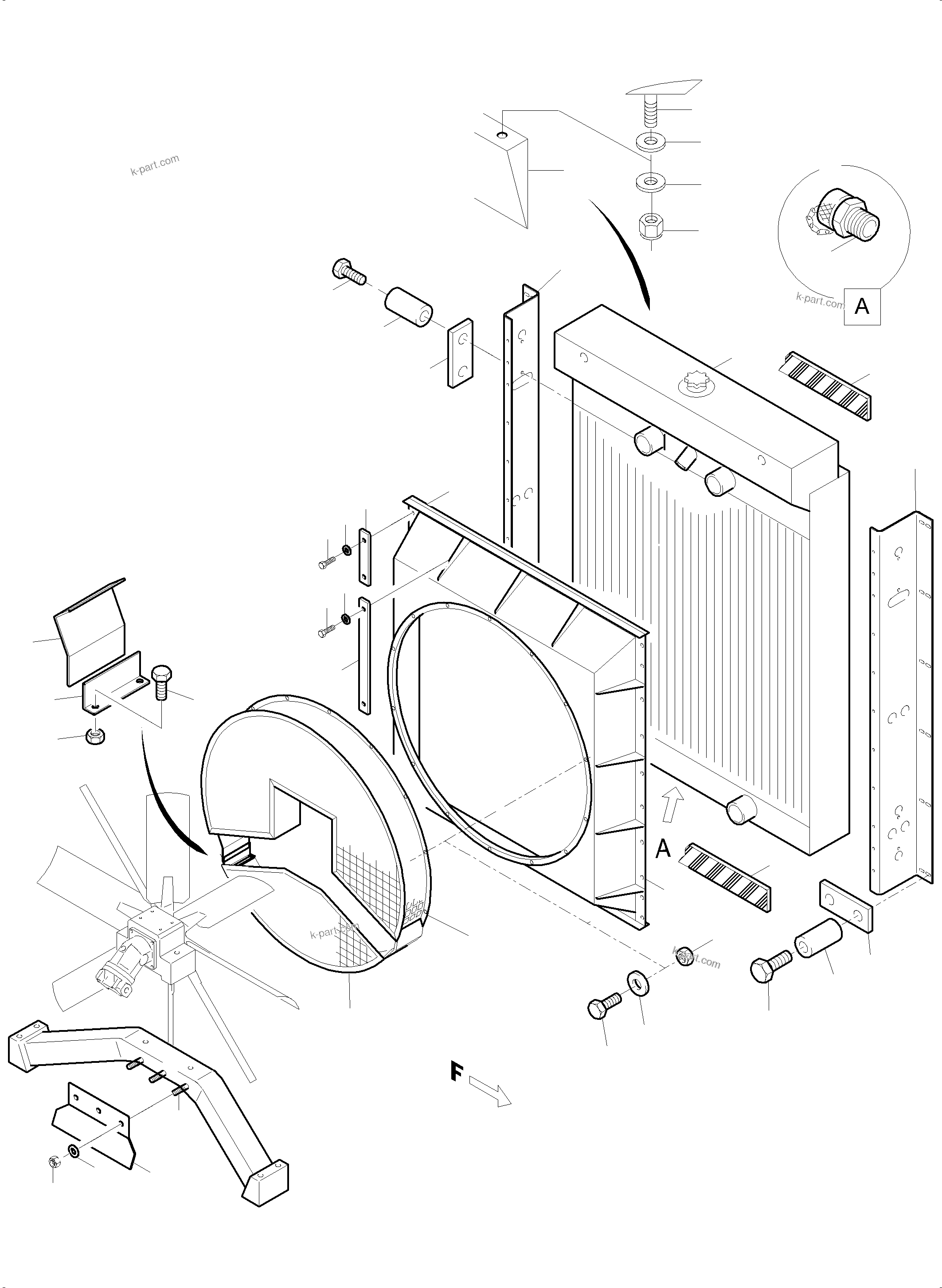 Komatsu parts book diagram for PC5500-6 S/N 15137: RADIATOR - MOUNTING