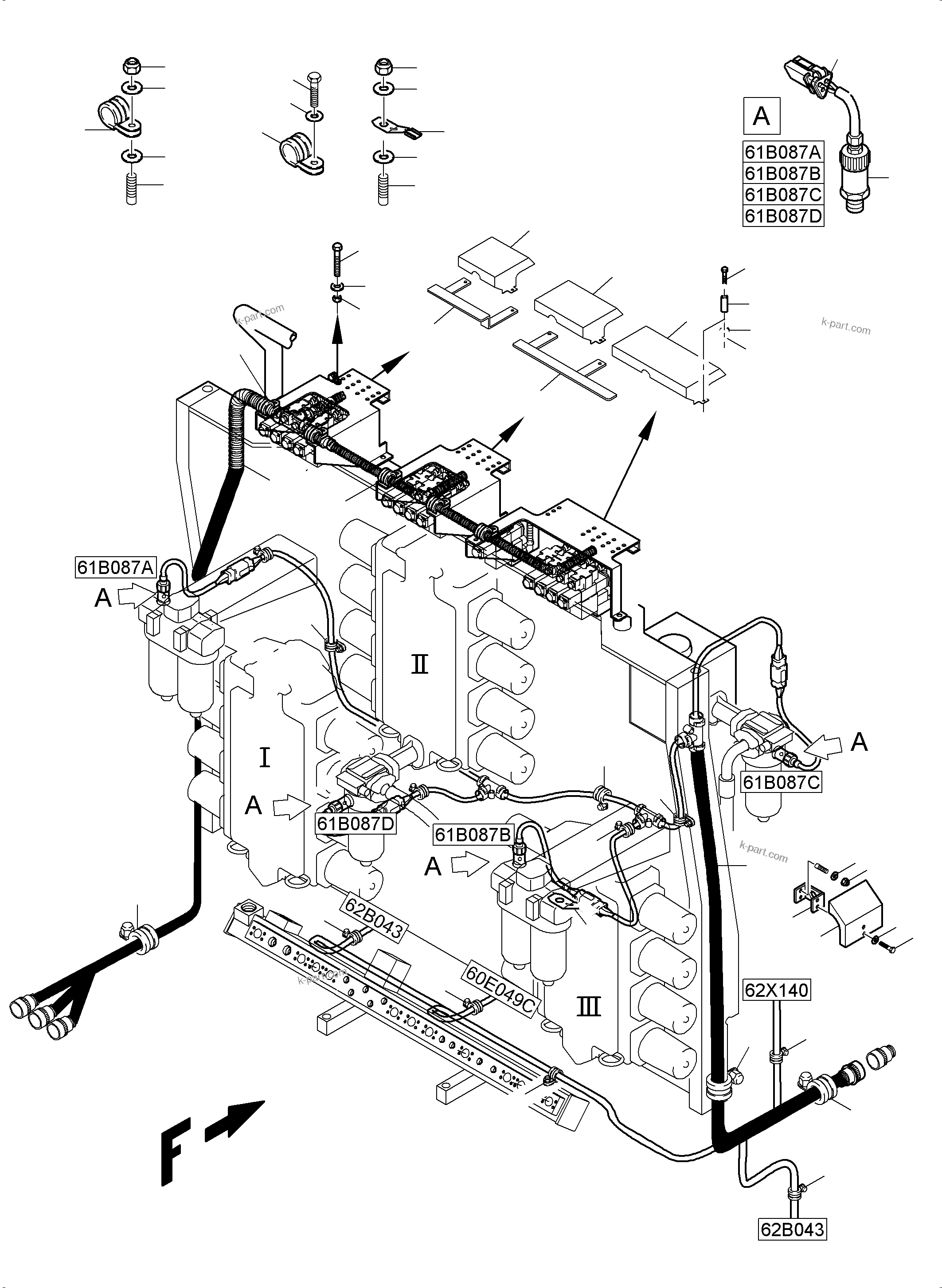 Komatsu parts book diagram for PC5500-6 S/N 15137: CONTROL BLOCKS - H.P.-FILTER - LOCATION 61