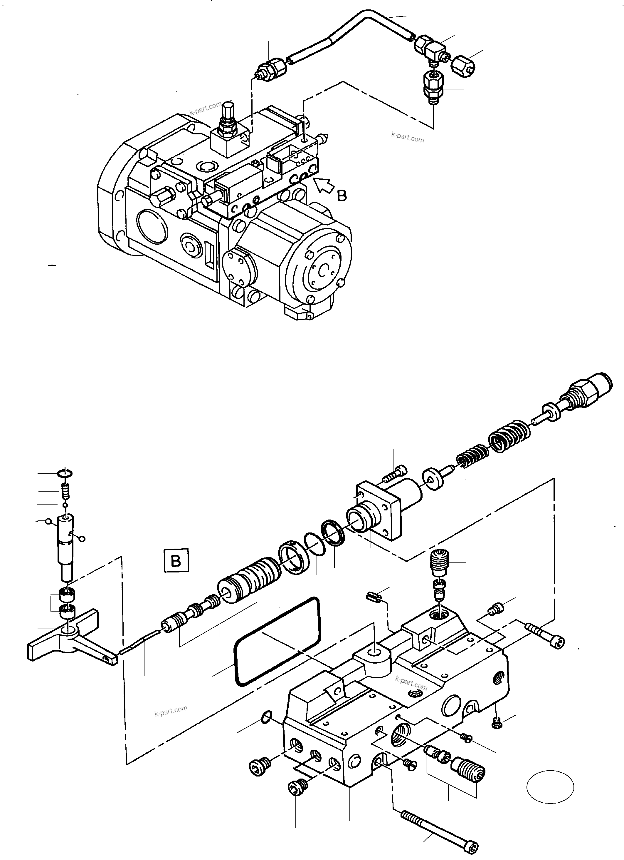 Komatsu parts book diagram for PC5500-6 S/N 15137: HYDRAULIC PUMP