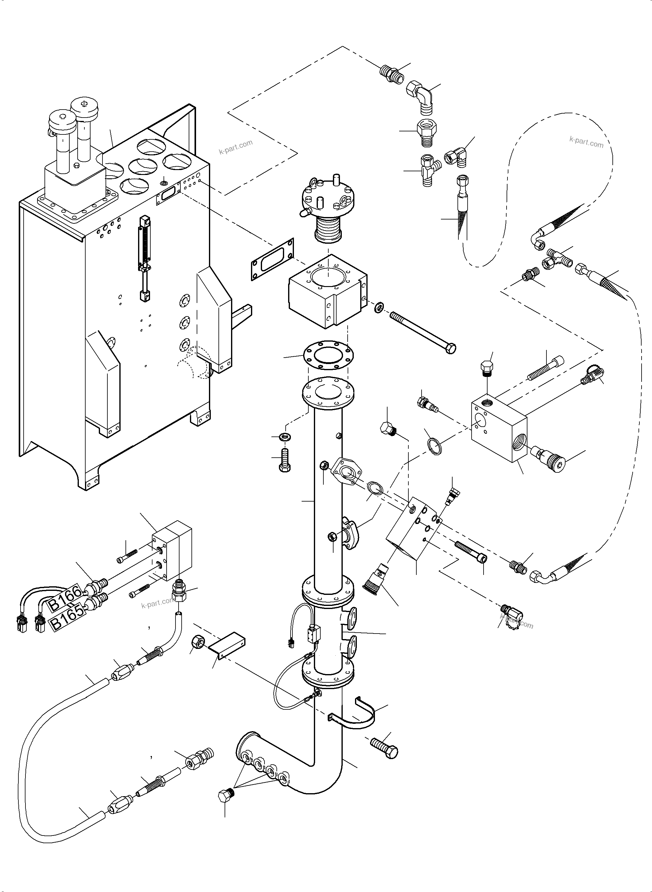 Komatsu parts book diagram for PC5500-6 S/N 15137: MAIN OIL TANK