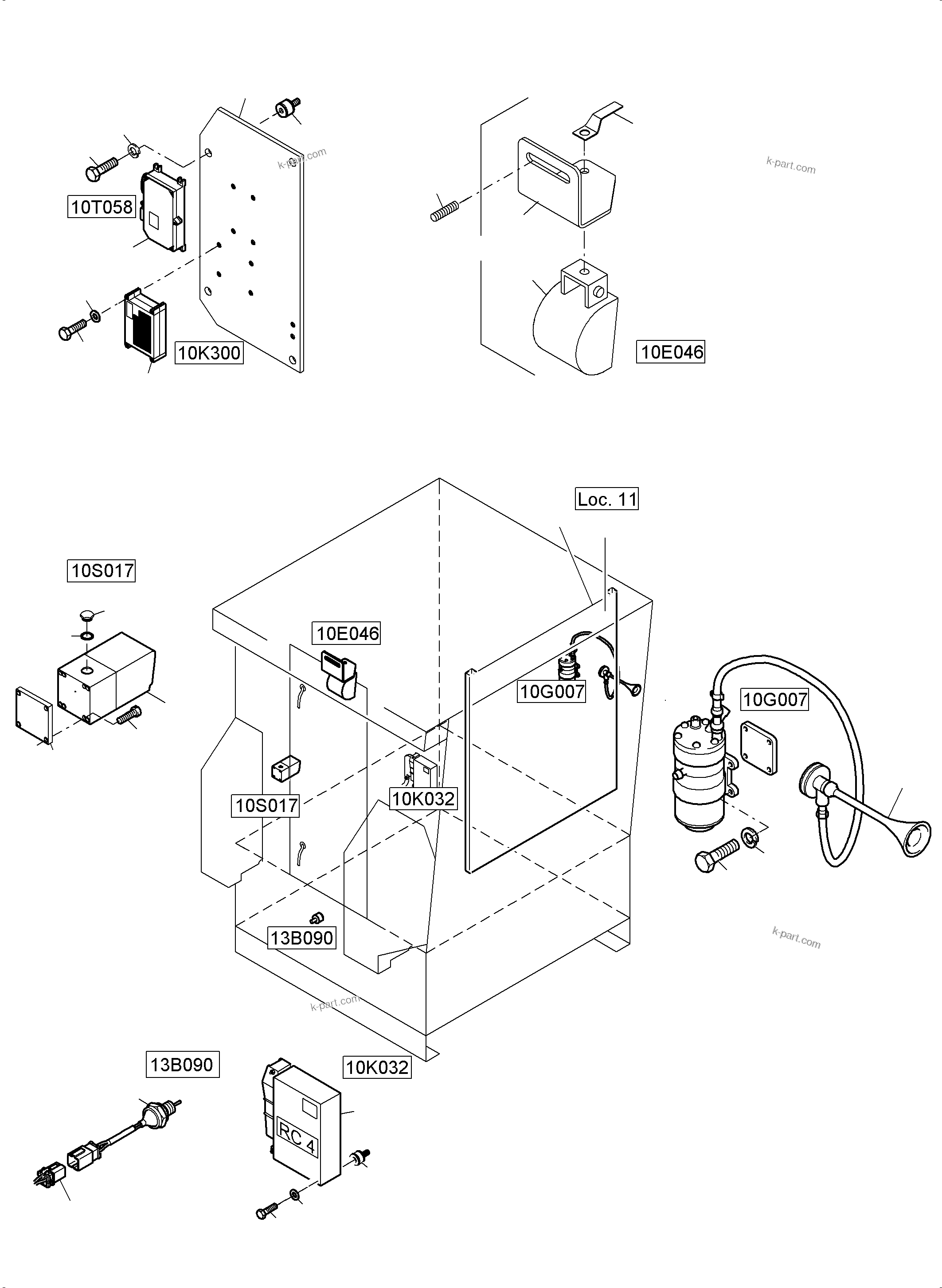 Komatsu parts book diagram for PC5500-6 S/N 15137: ELECTRIC - CAB SUPPORT AND INTERMEDIATE LANDING