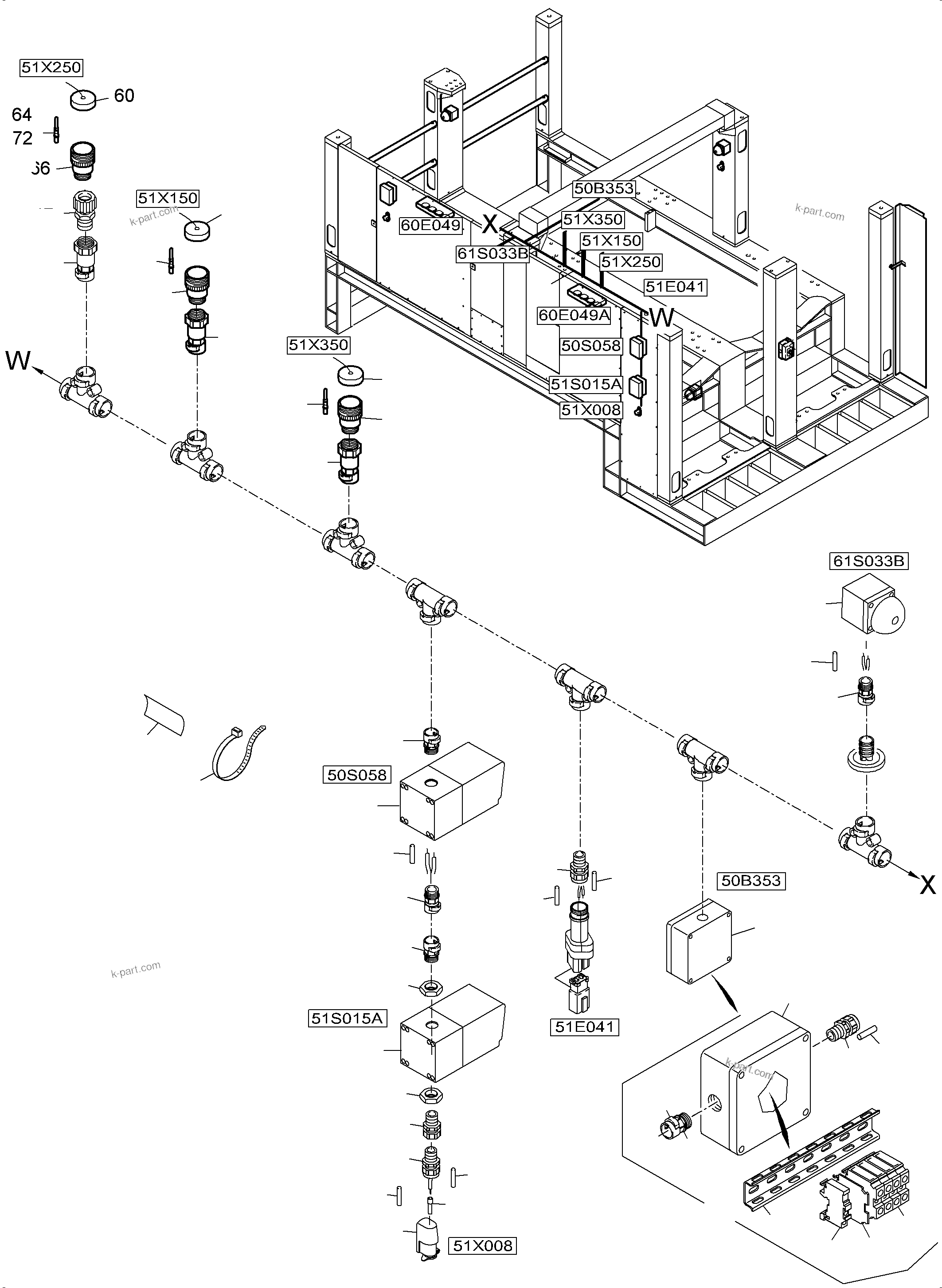 Komatsu parts book diagram for PC5500-6 S/N 15137: MACHINERY HOUSE ELECTRIC - ROOF AND DRIVE FRAME