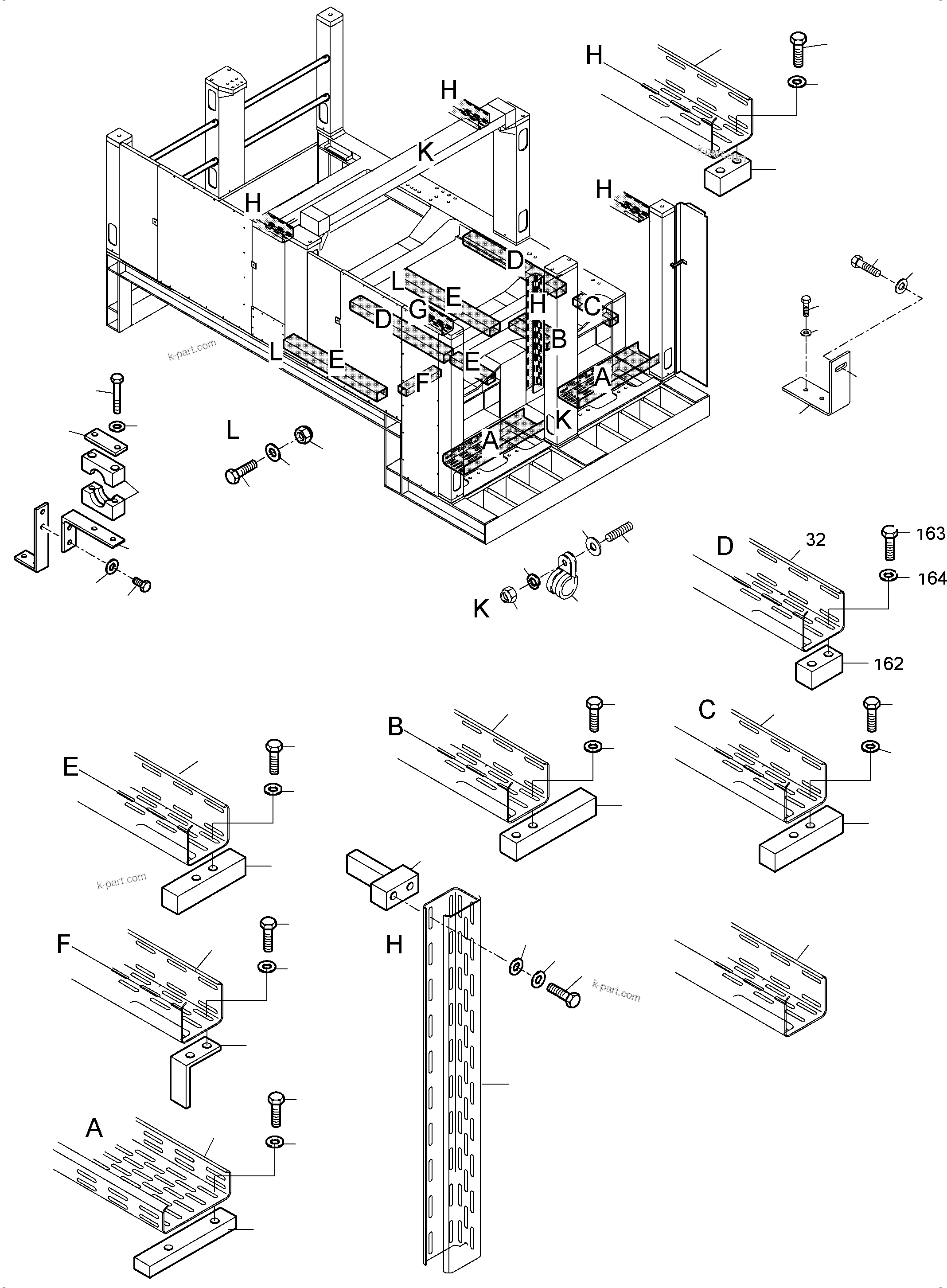 Komatsu parts book diagram for PC5500-6 S/N 15137: MACHINERY HOUSE ELECTRIC - ROOF AND DRIVE FRAME