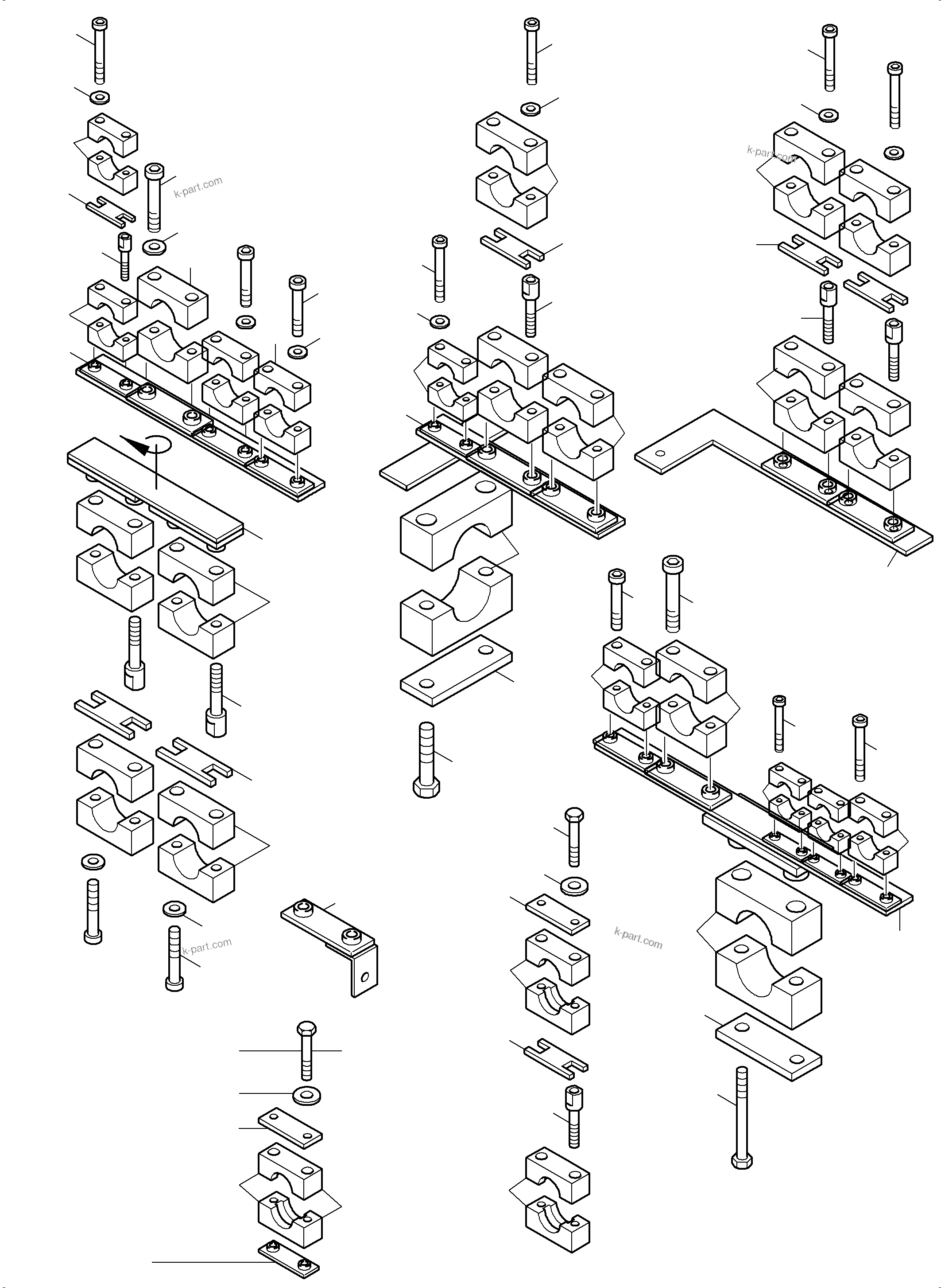 Komatsu parts book diagram for PC5500-6 S/N 15137: HOSE CLAMP ASSY PDG