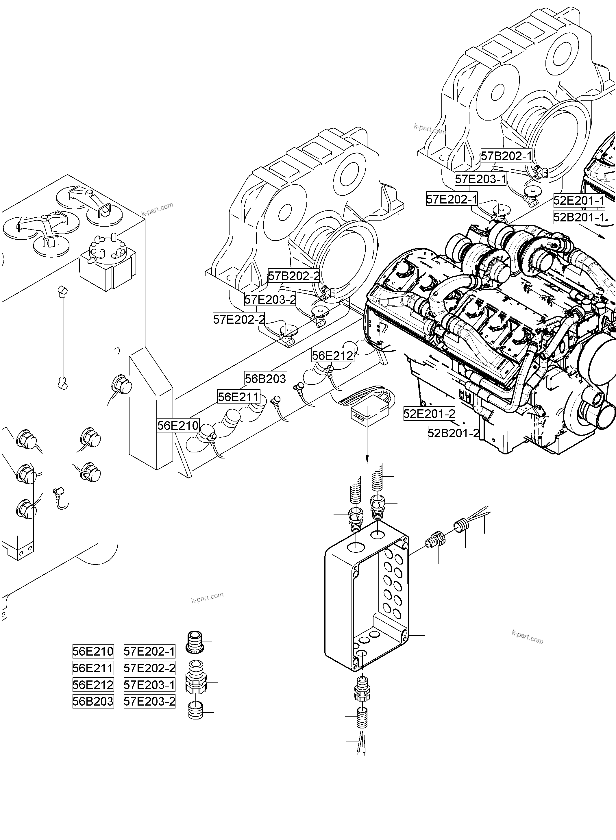 Komatsu parts book diagram for PC5500-6 S/N 15137: CABLES-TEMPERATURE CONDITIONING
